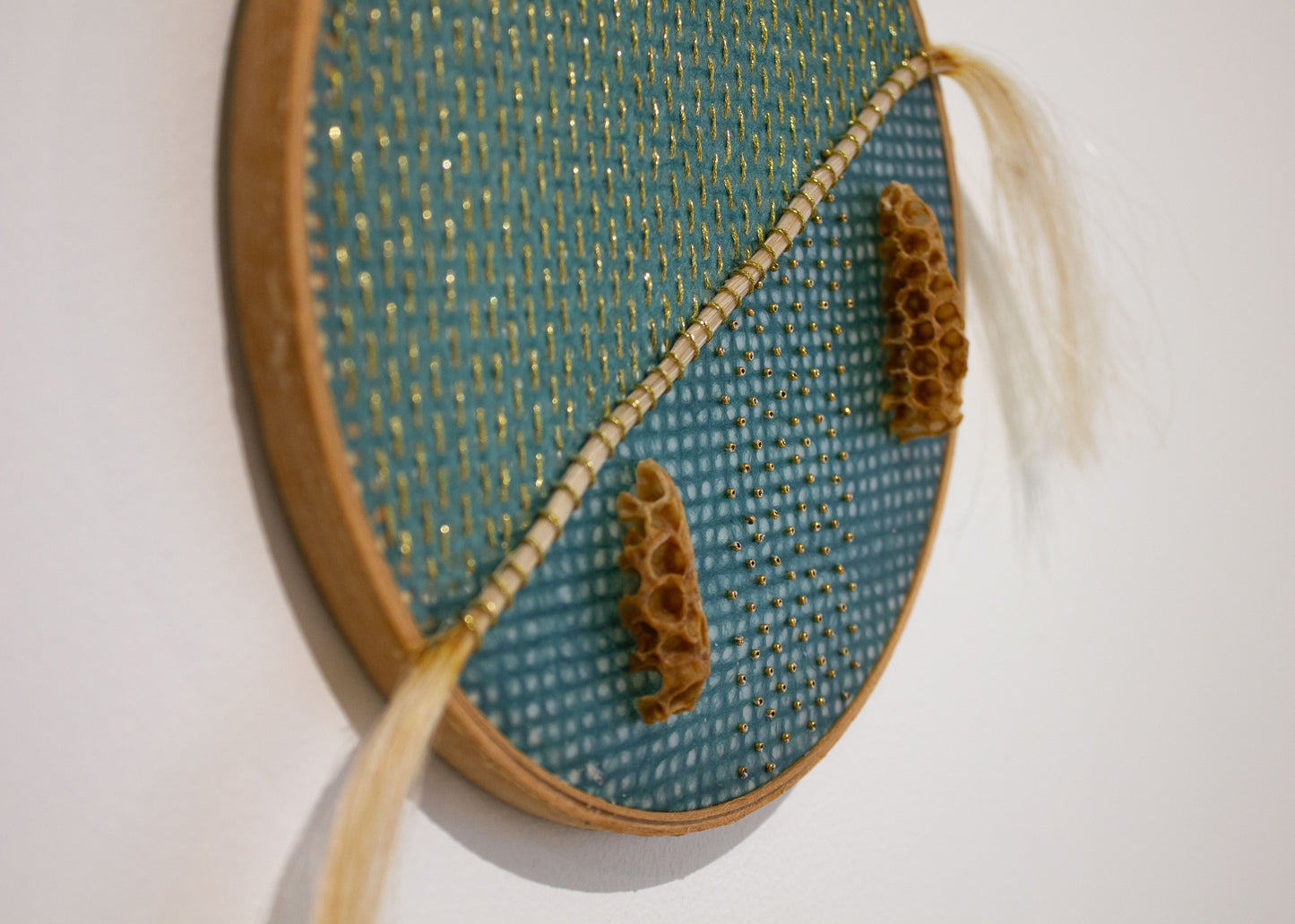 Ava Roth, Burr Comb and Horse Hair, Green and Gold