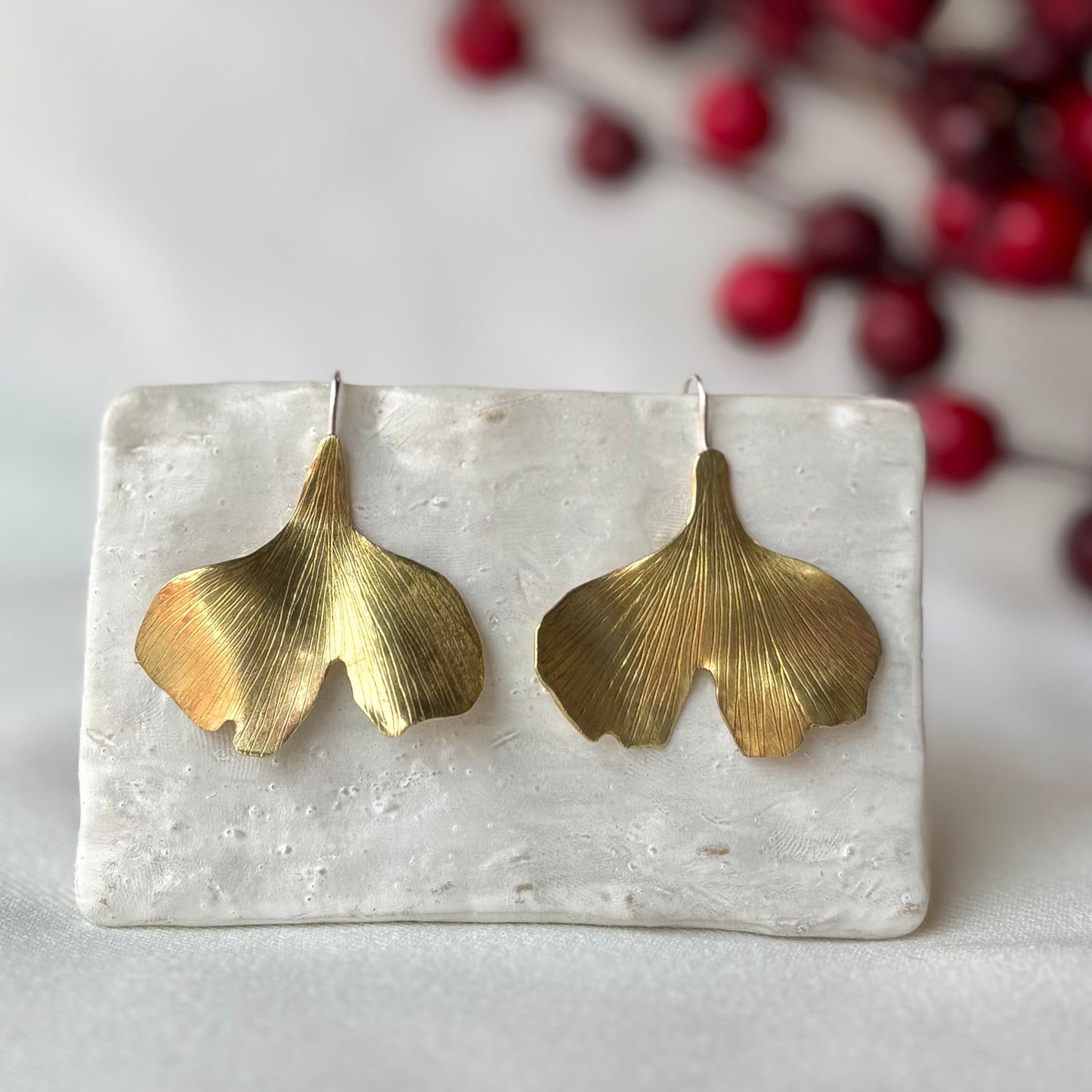 Galili Ellis, Brass Ginkgo Earrings