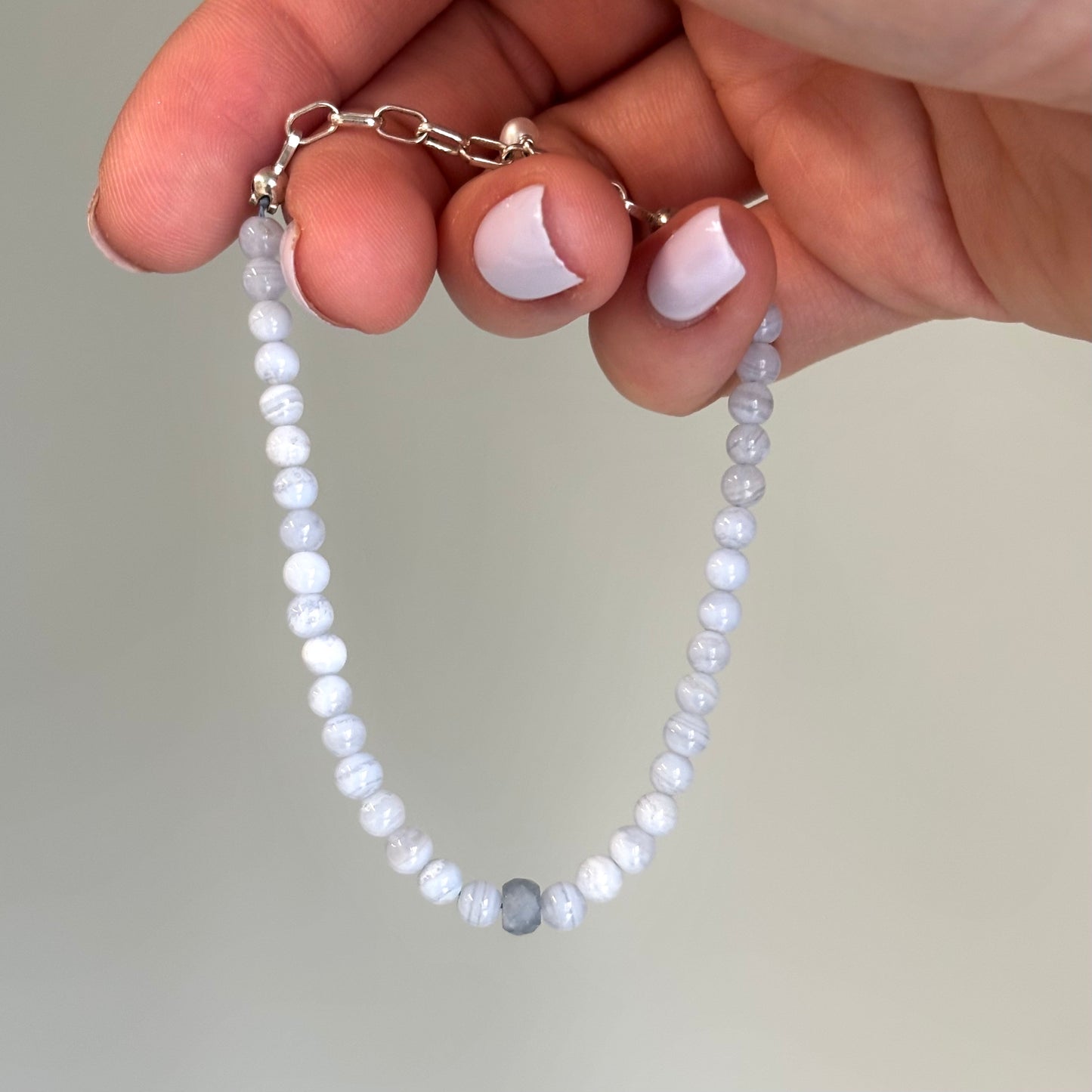 Kathryn Rebecca, Blue Lace Agate and Sapphire Gemstone Bracelet