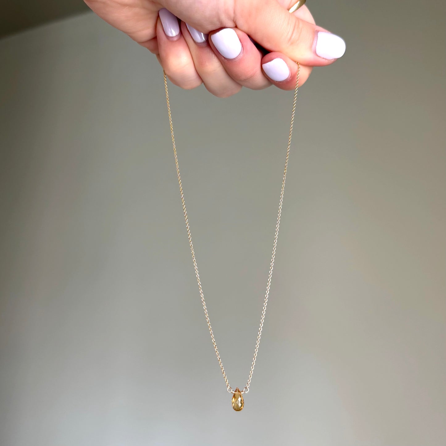 Kathryn Rebecca, Citrine Briolette Gold Necklace
