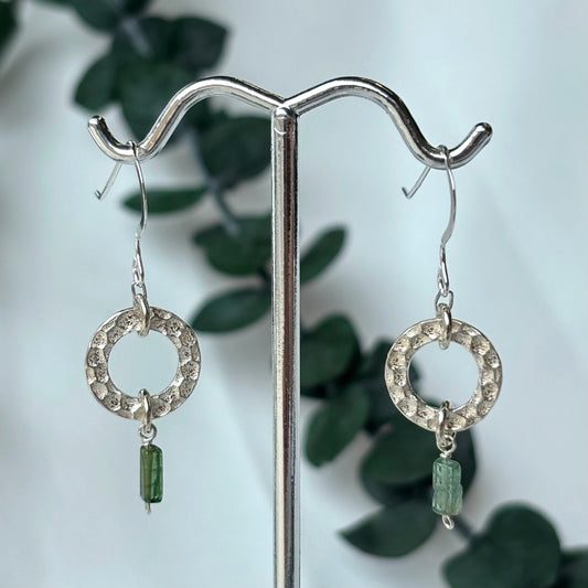 Brenda Wong, Silver Circle Tourmaline Earrings