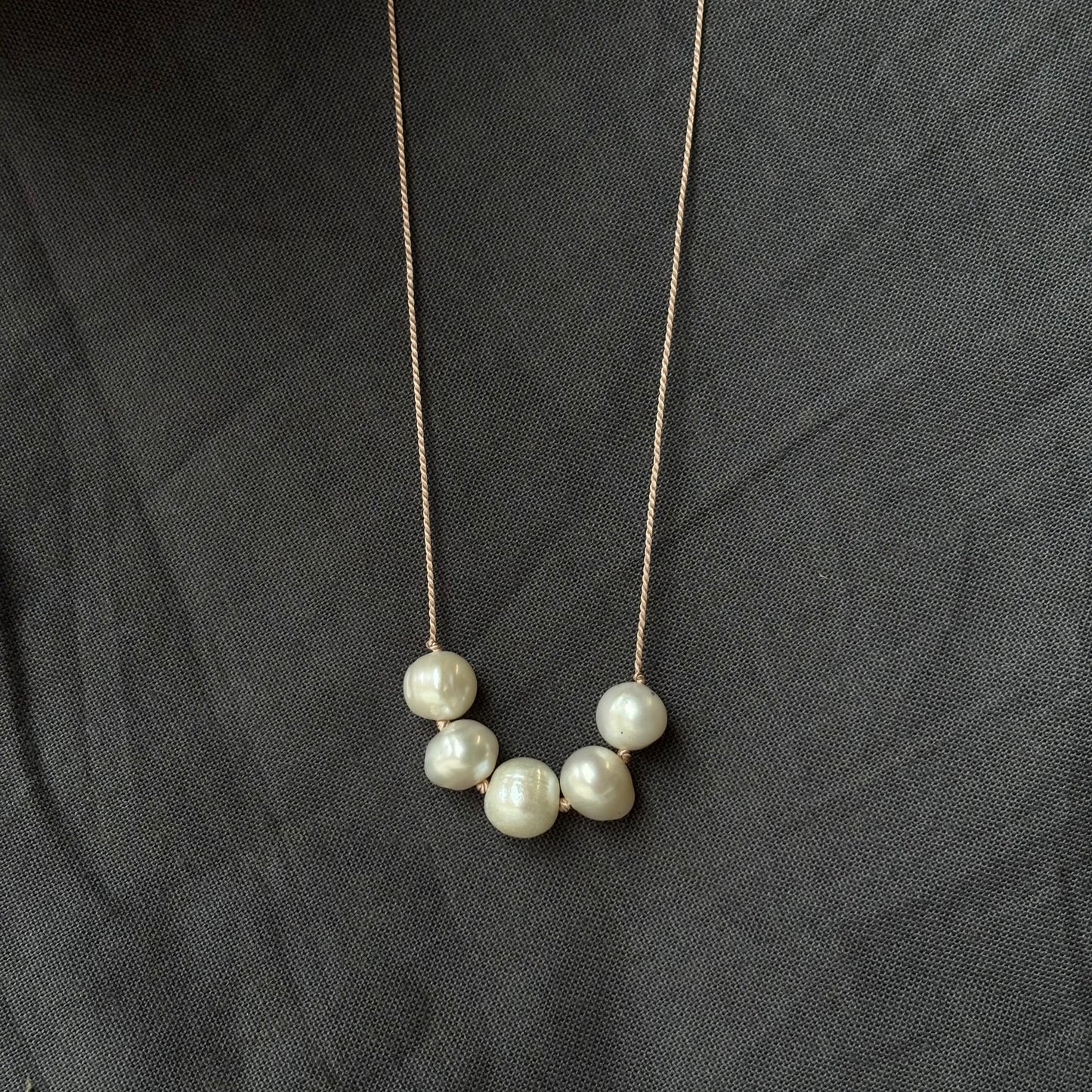 Kathryn Rebecca, Pearls on Silk Cord Necklace