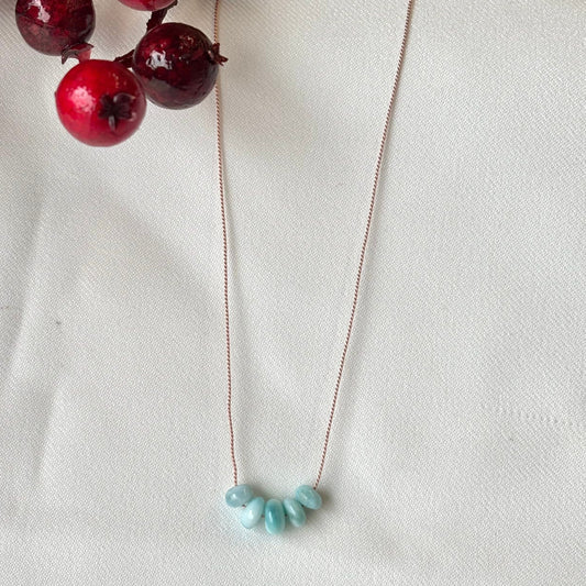 Kathryn Rebecca, Larimar on Silk Cord Necklace