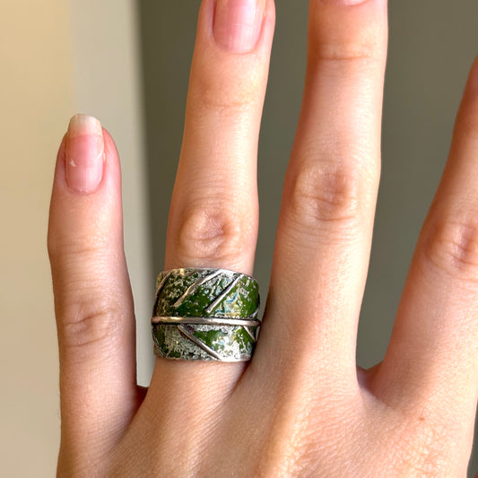 Galili Ellis, Silver and Green Leaf Ring