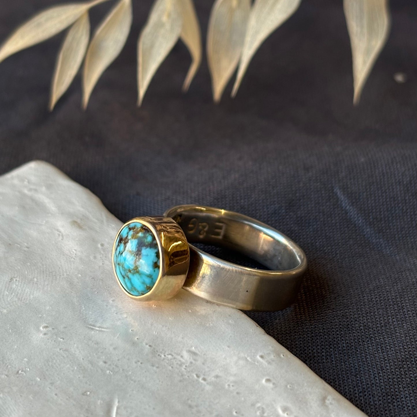 Galili Ellis, Turquoise Ring with Gold 14k Bezel