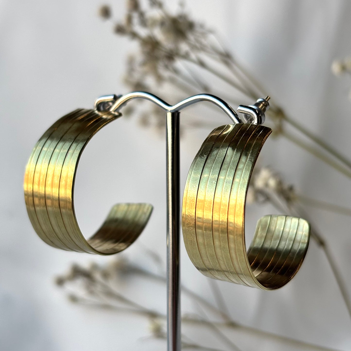 Galili Ellis, Wide Brass Stripe Hoops