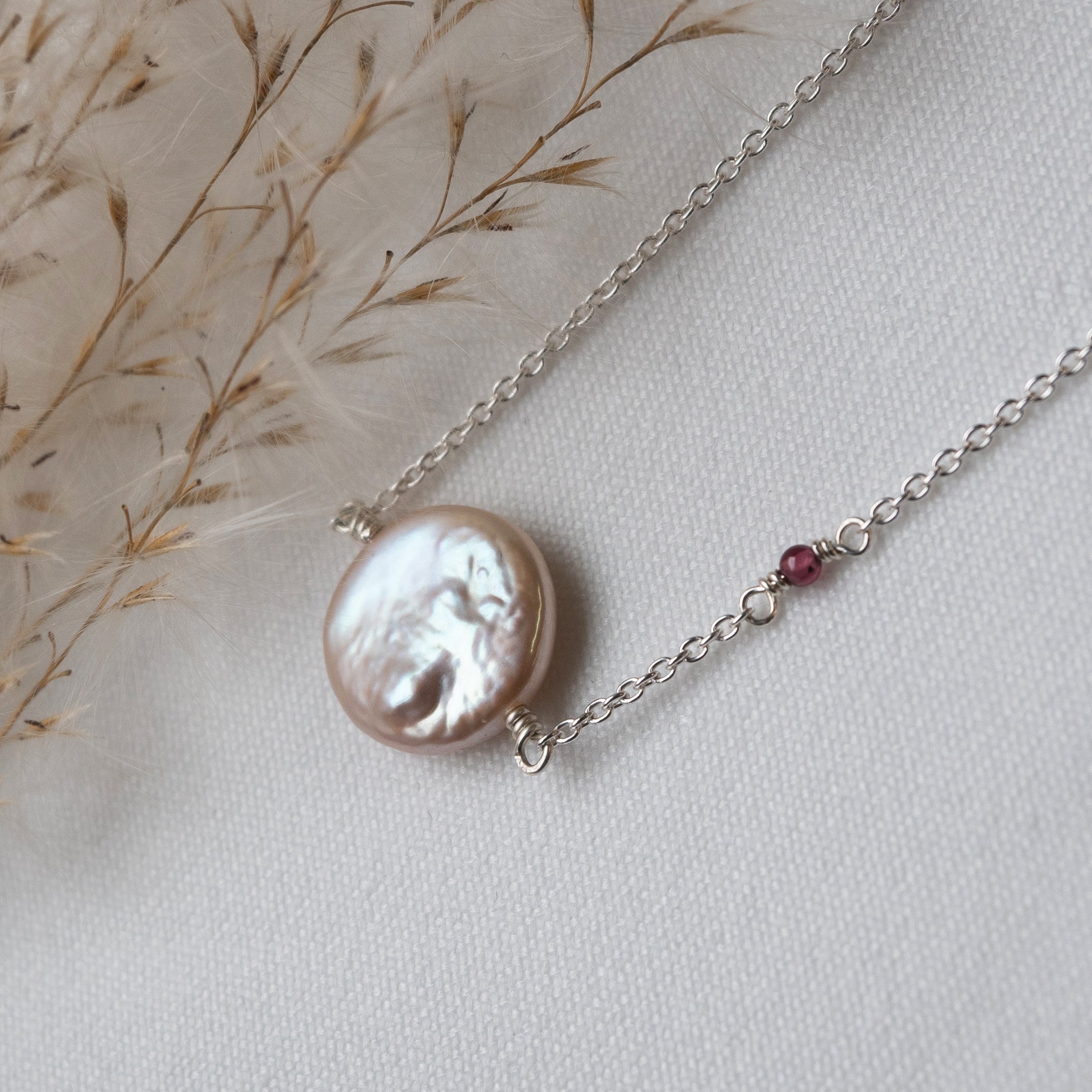 Kathryn Rebecca, Silver Coin Pearl Necklace