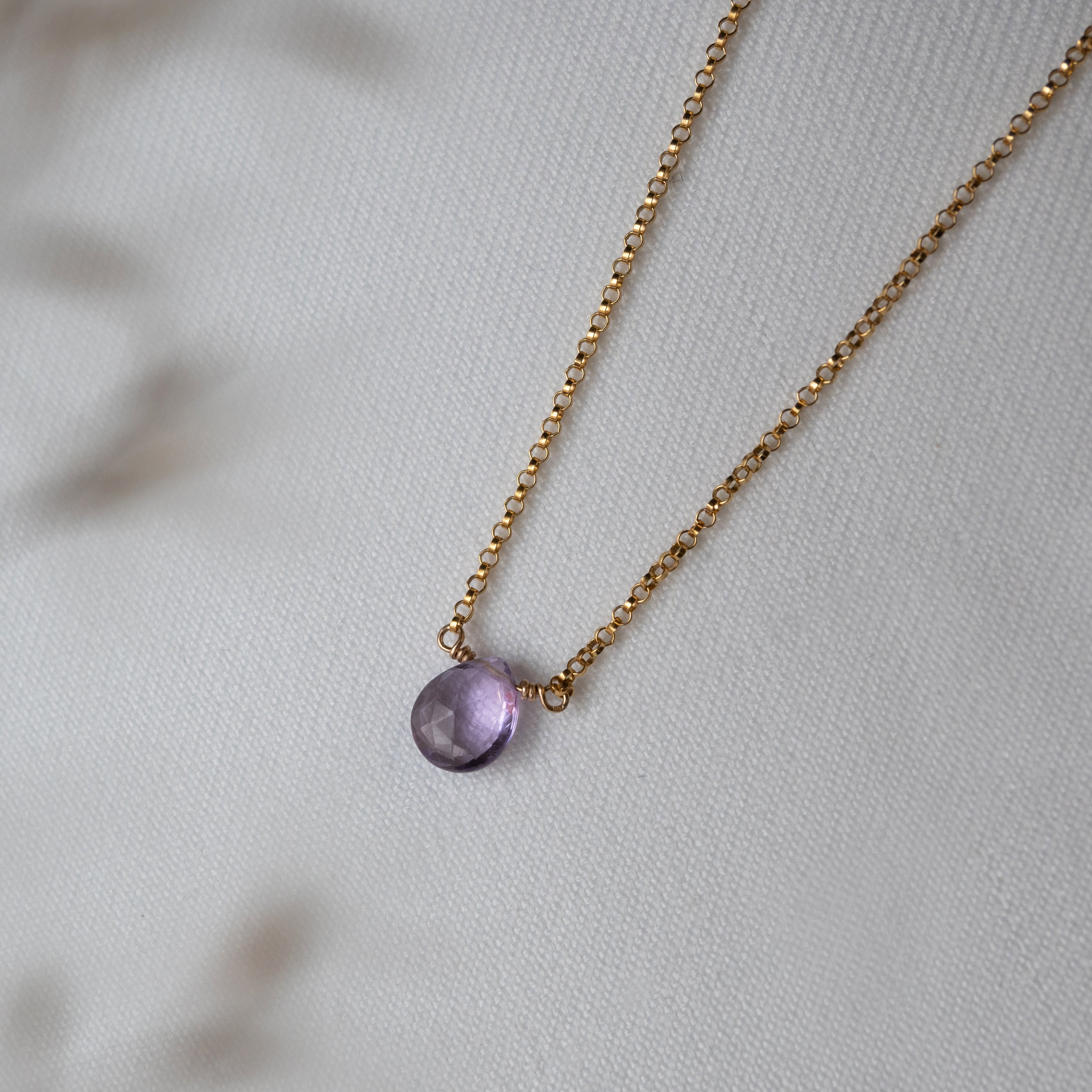 Kathryn Rebecca, Amethyst Pear Gold Necklace