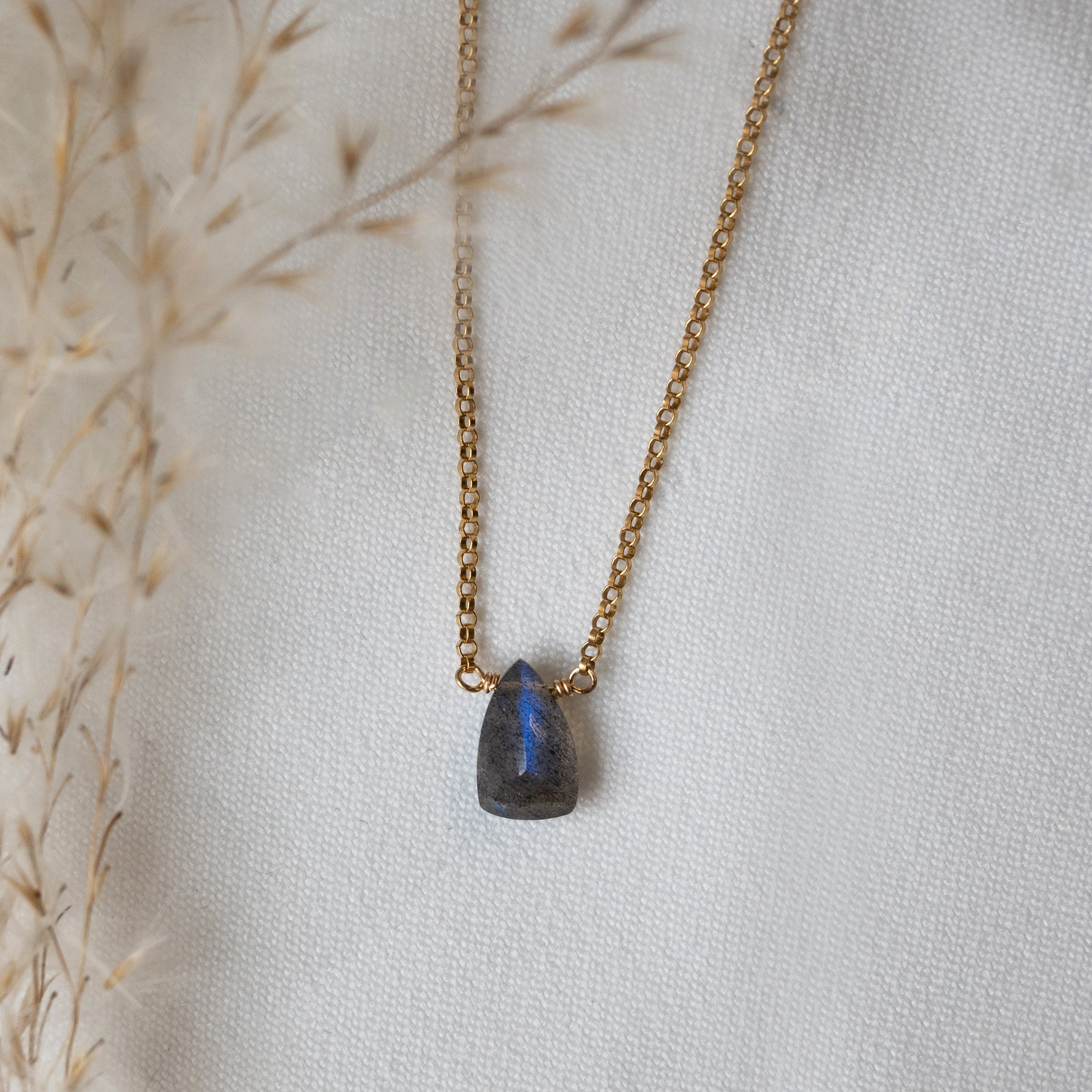 Kathryn Rebecca, Faceted Labradorite Gold Necklace