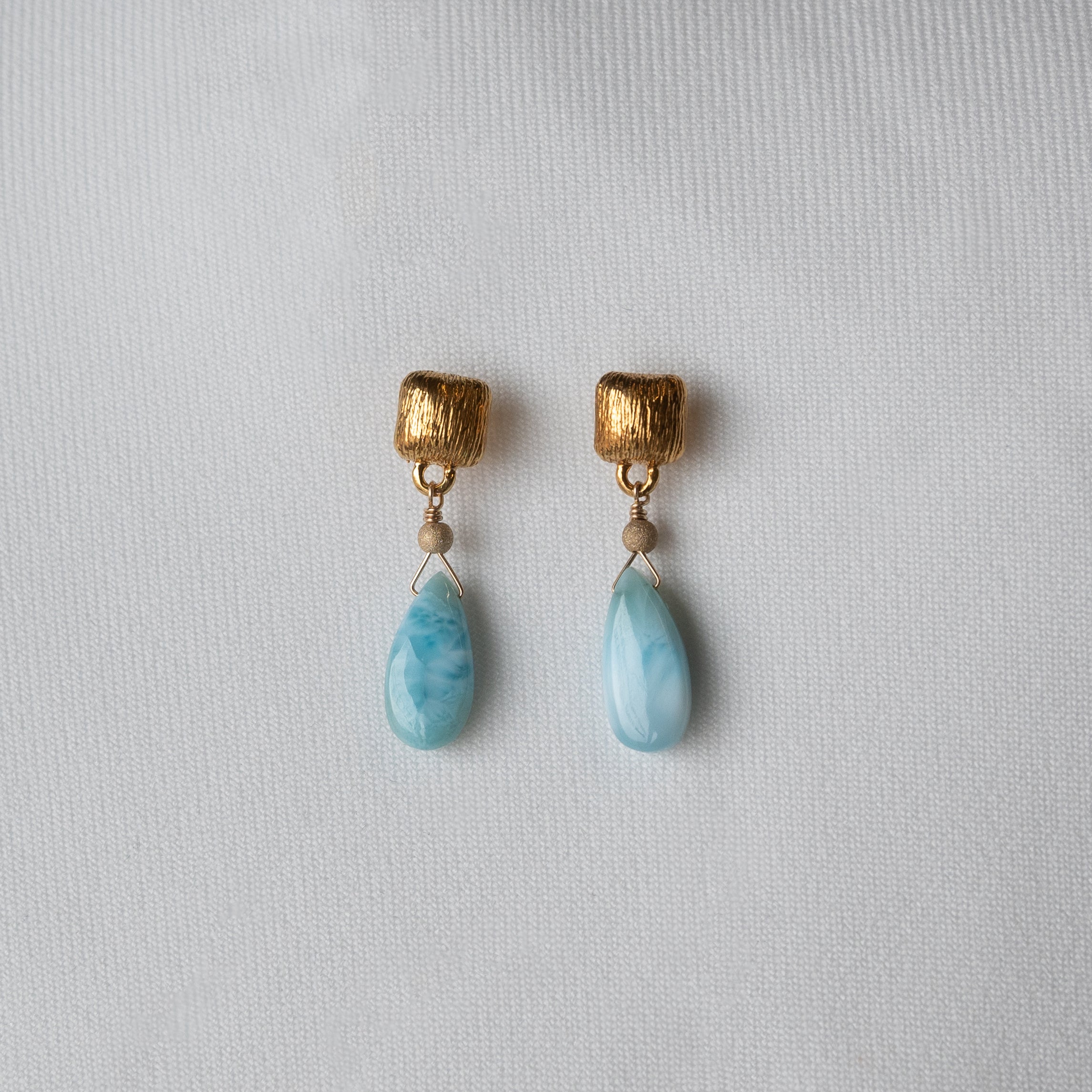 Kathryn Rebecca, Larimar Cushion Drop Earrings