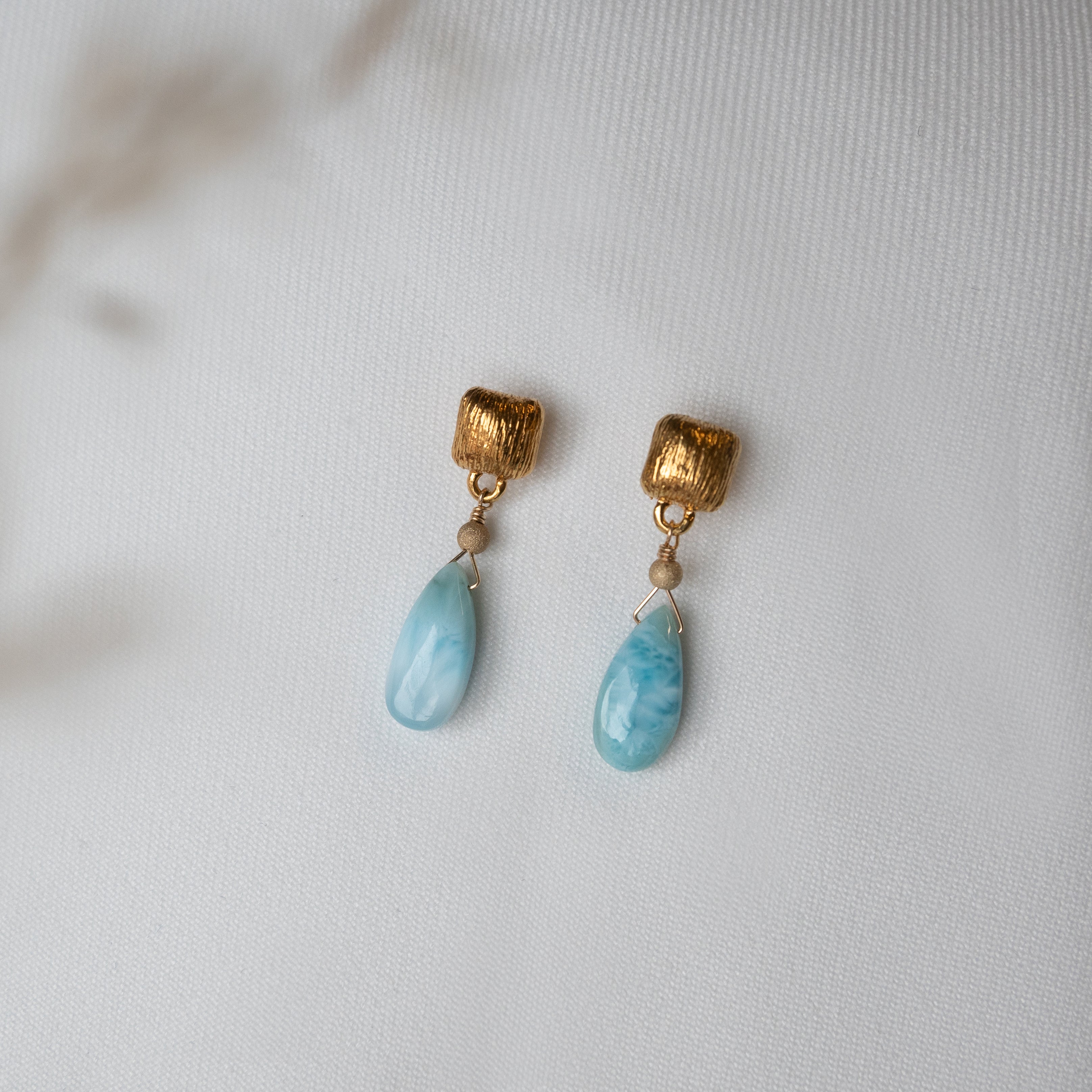 Kathryn Rebecca, Larimar Cushion Drop Earrings