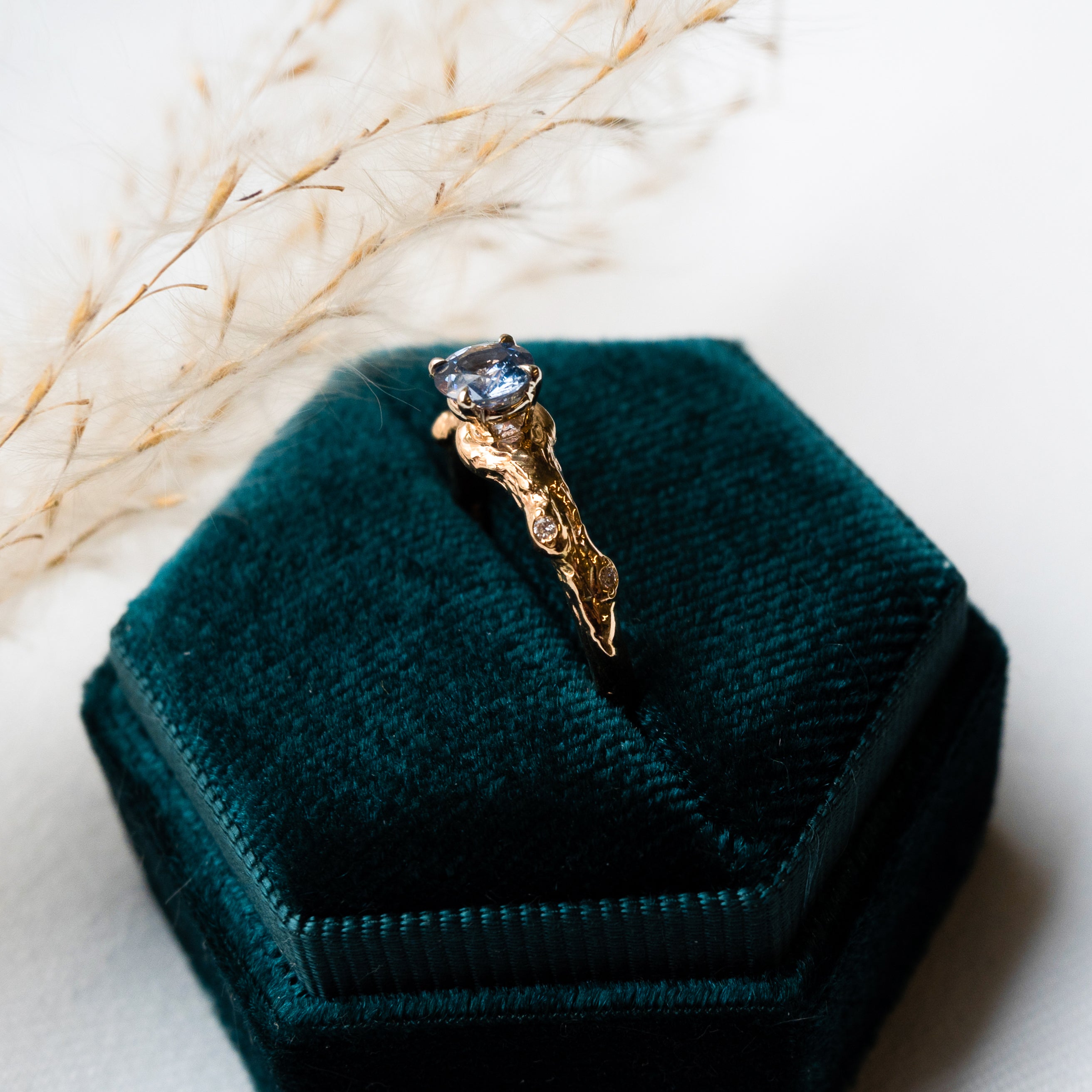 Kathryn Rebecca, Cornflower Blue Knotted Branch Ring