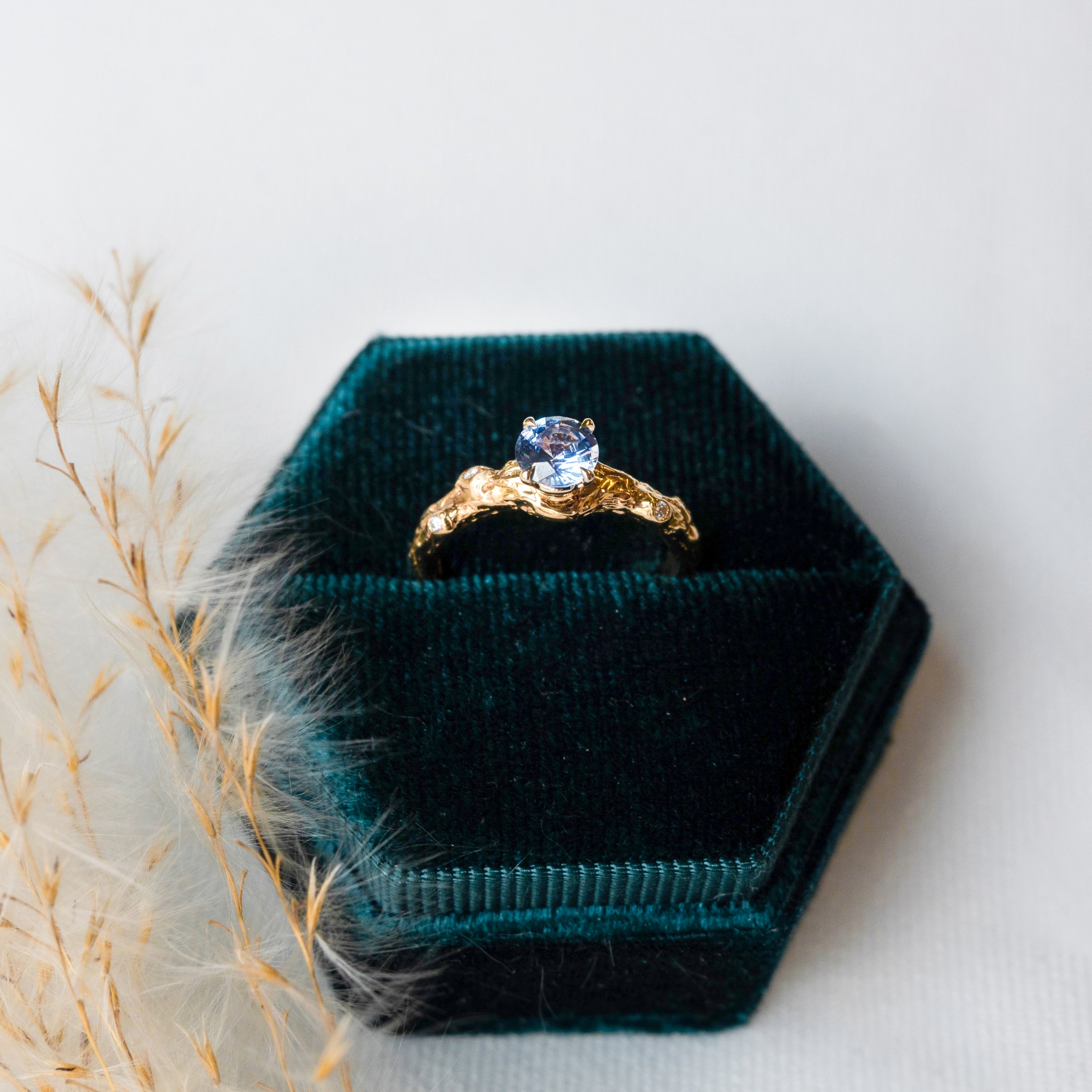 Kathryn Rebecca, Cornflower Blue Knotted Branch Ring