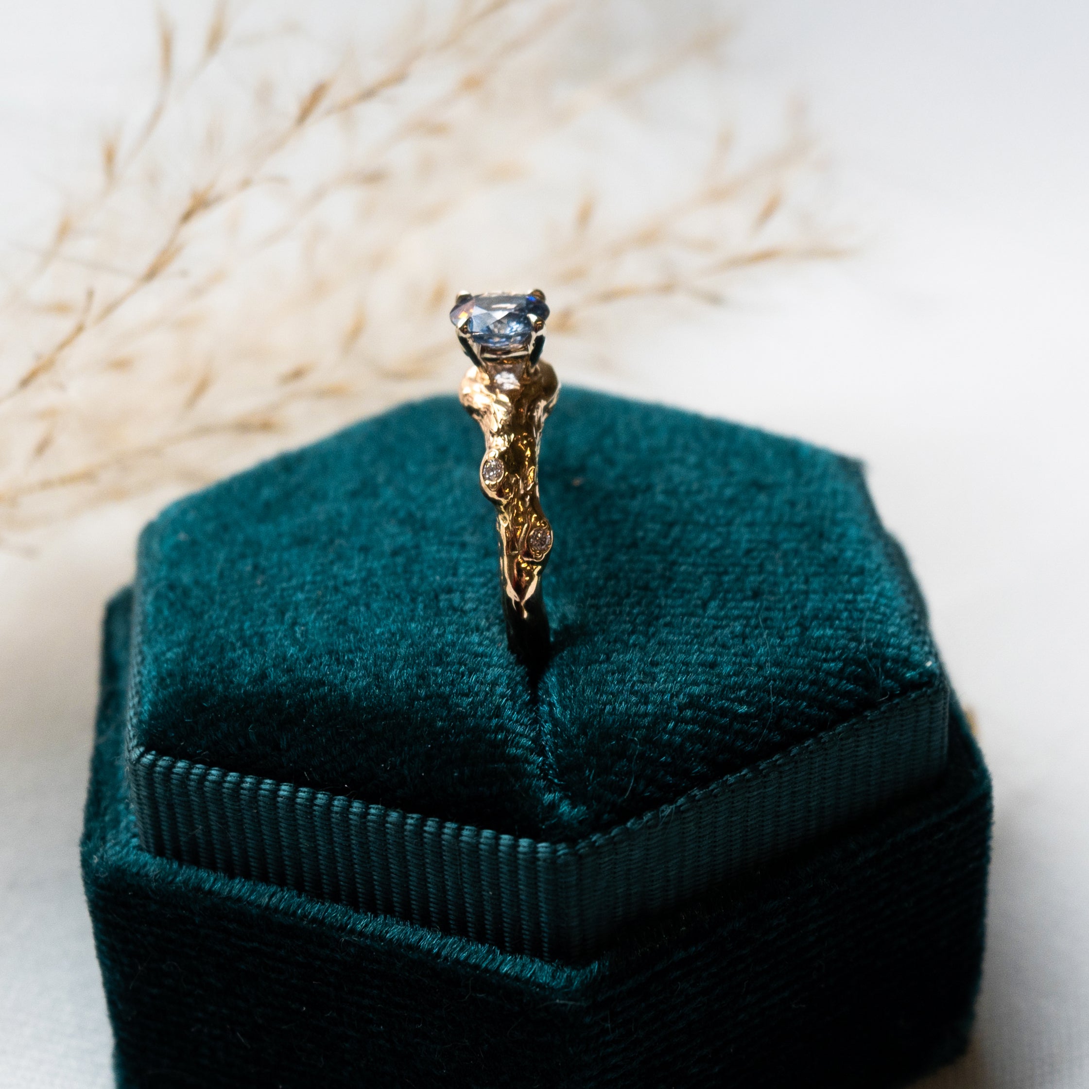 Kathryn Rebecca, Cornflower Blue Knotted Branch Ring-3