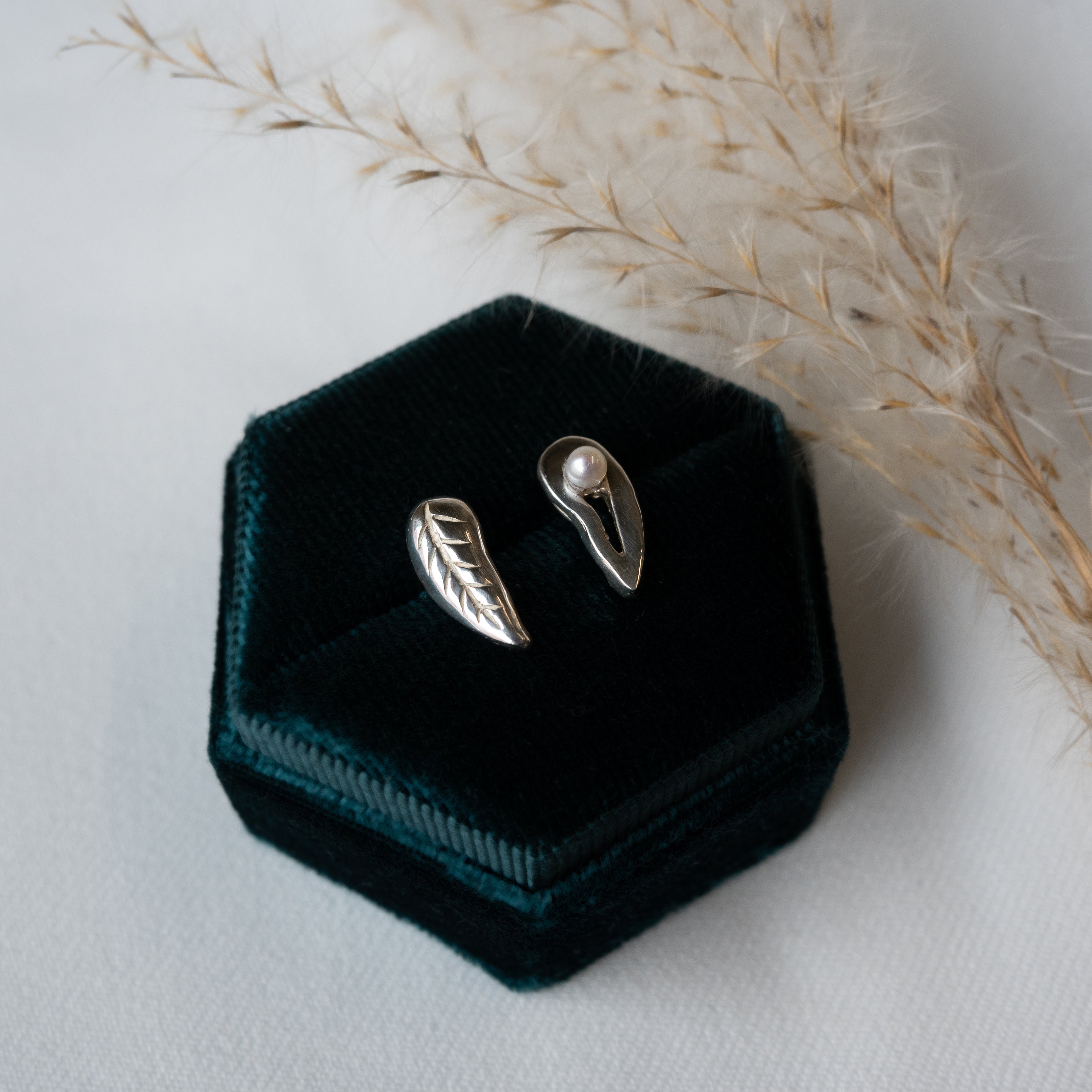 Kathryn Rebecca, Spring Blossom Asymmetrical Leaf Earrings