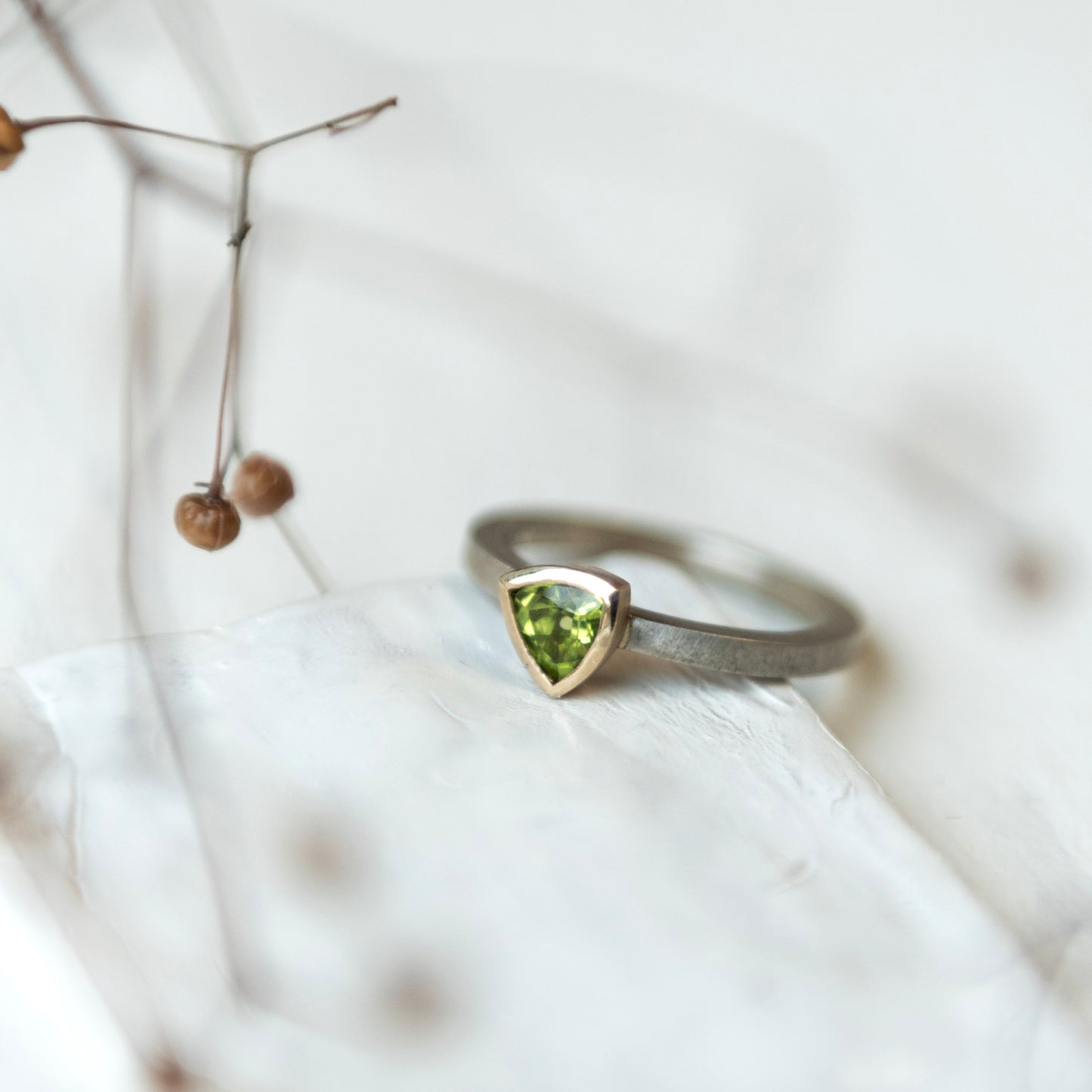 Andrea Mueller, Peridot Trillion Cut Ring