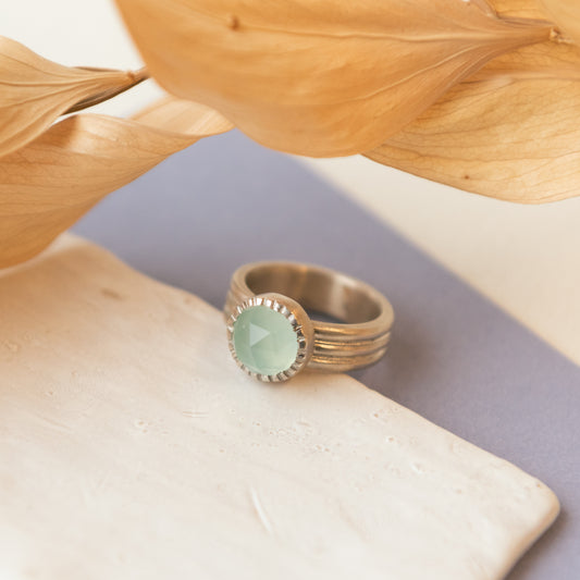 Andrea Mueller, Sea foam aqua chalcedony ring