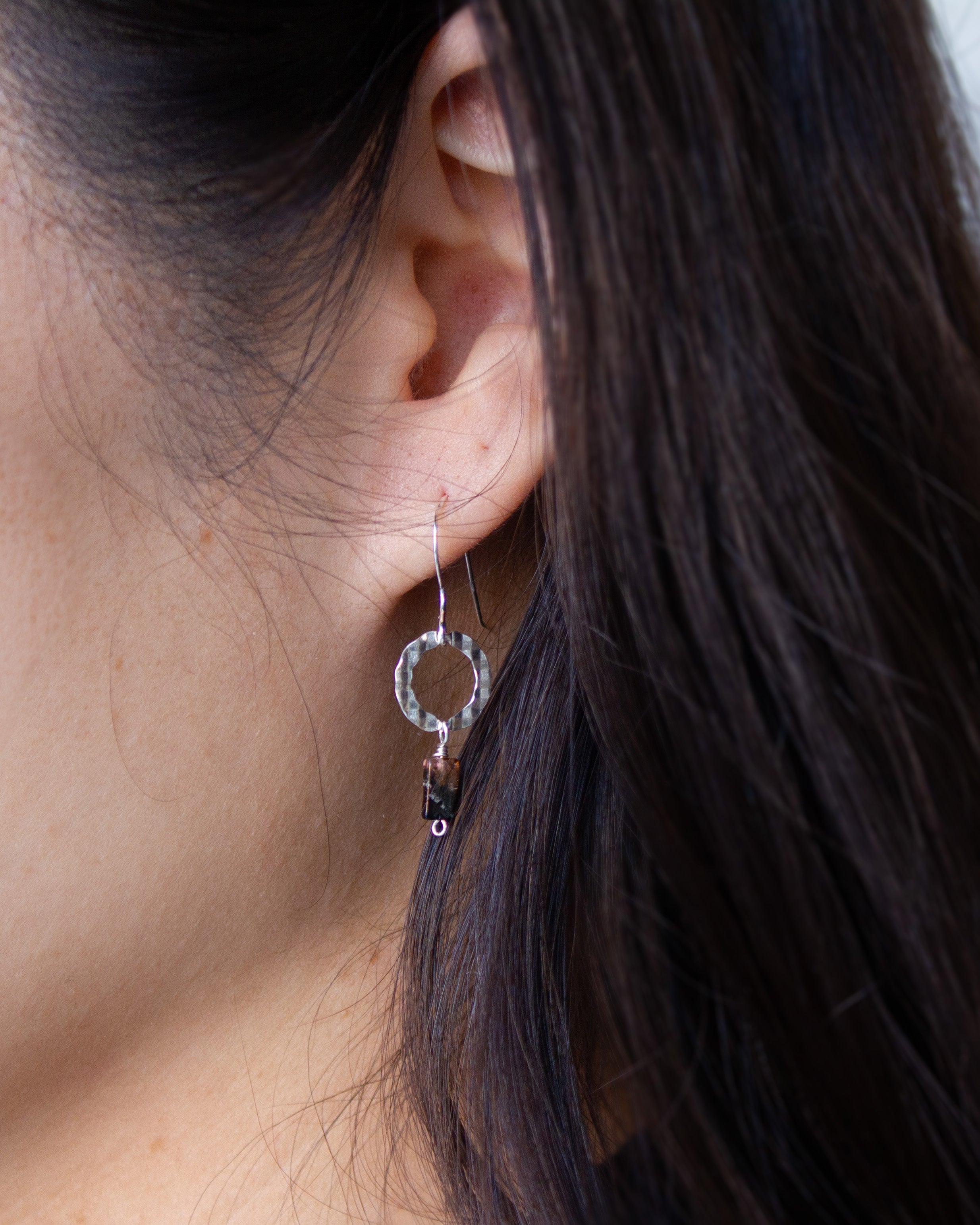 Brenda Wong, Checkered Circle Gemstone Earrings
