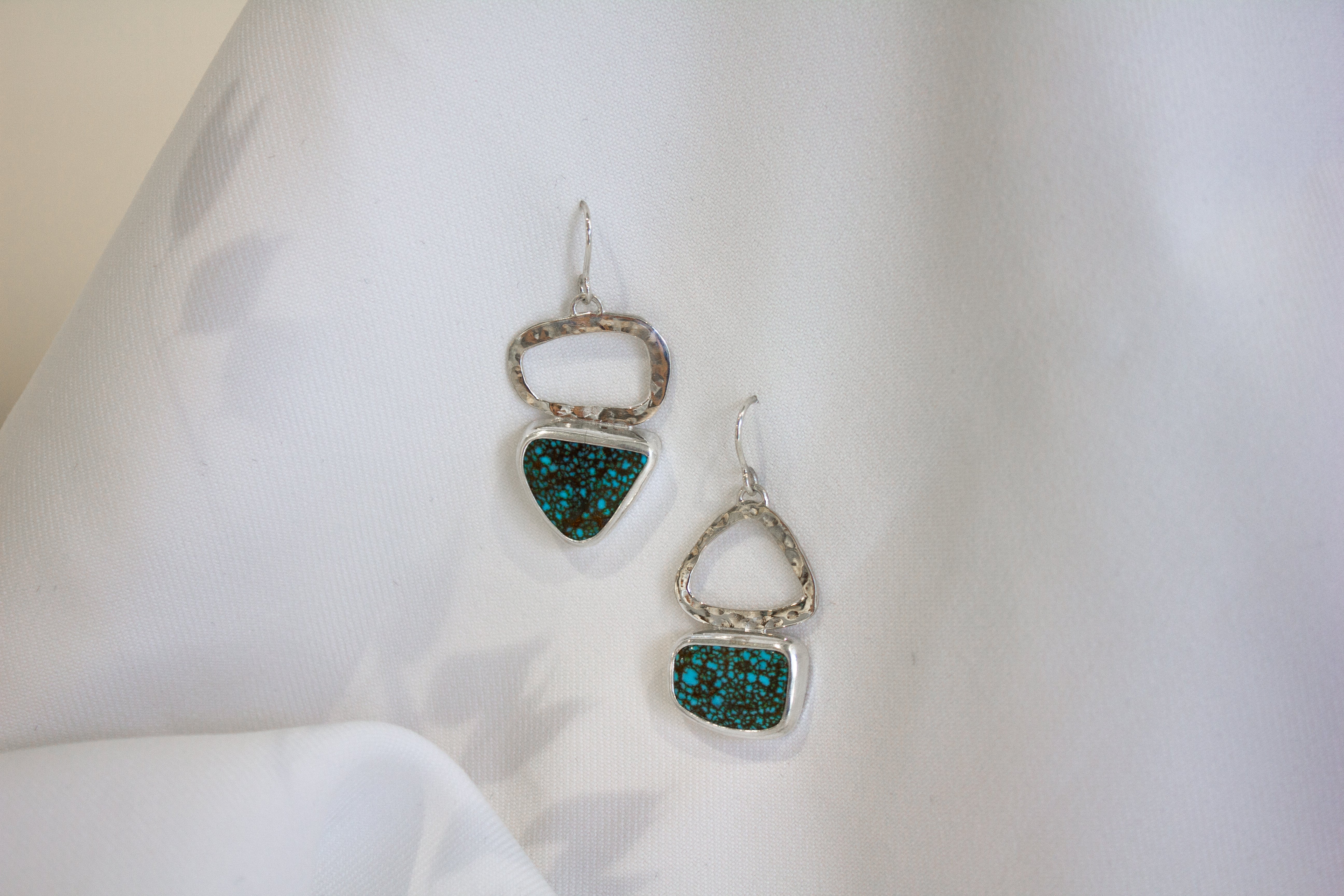 Galili Ellis, Asymmetrical Turquoise Web Earrings