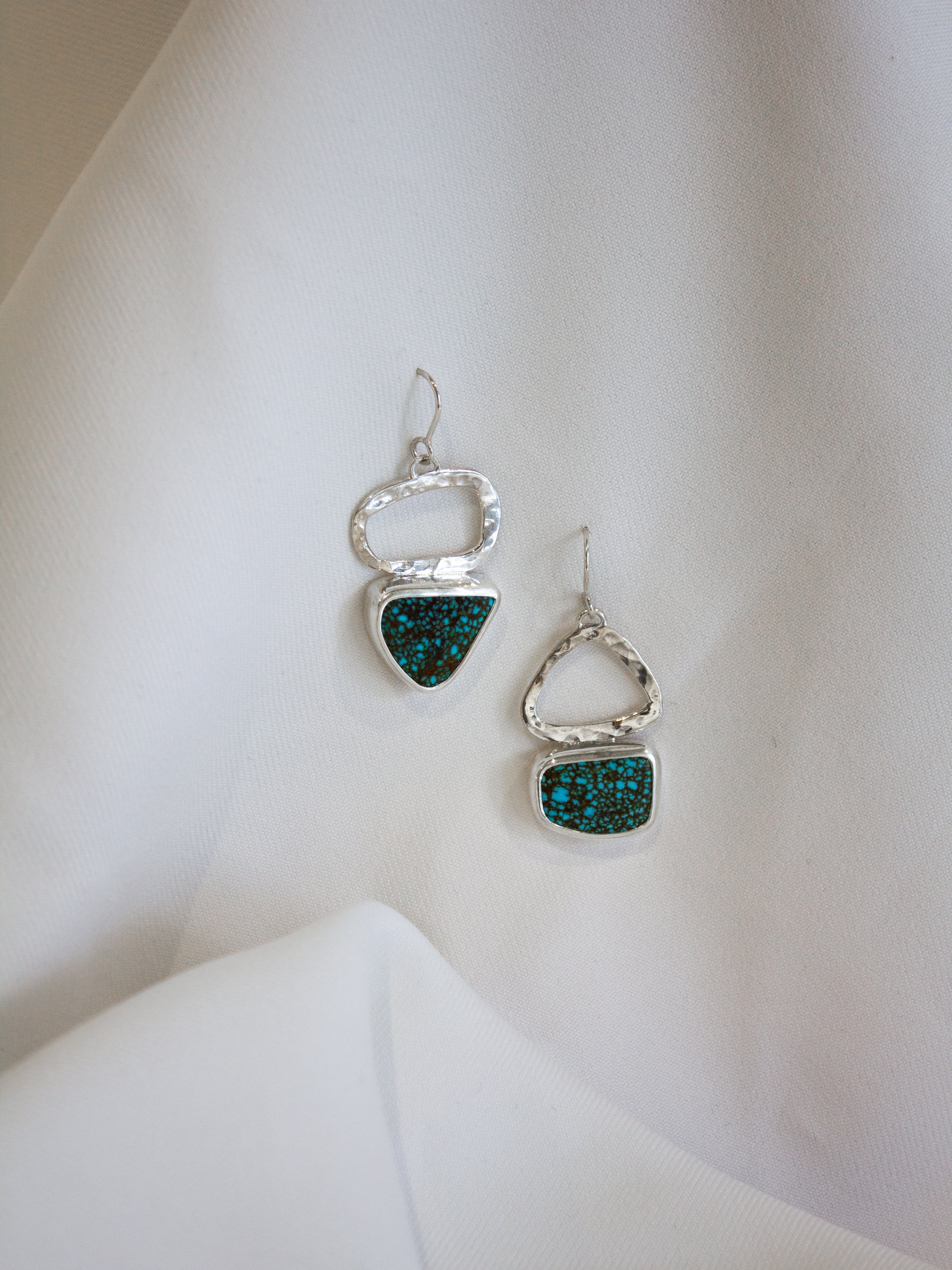 Galili Ellis, Asymmetrical Turquoise Web Earrings-3
