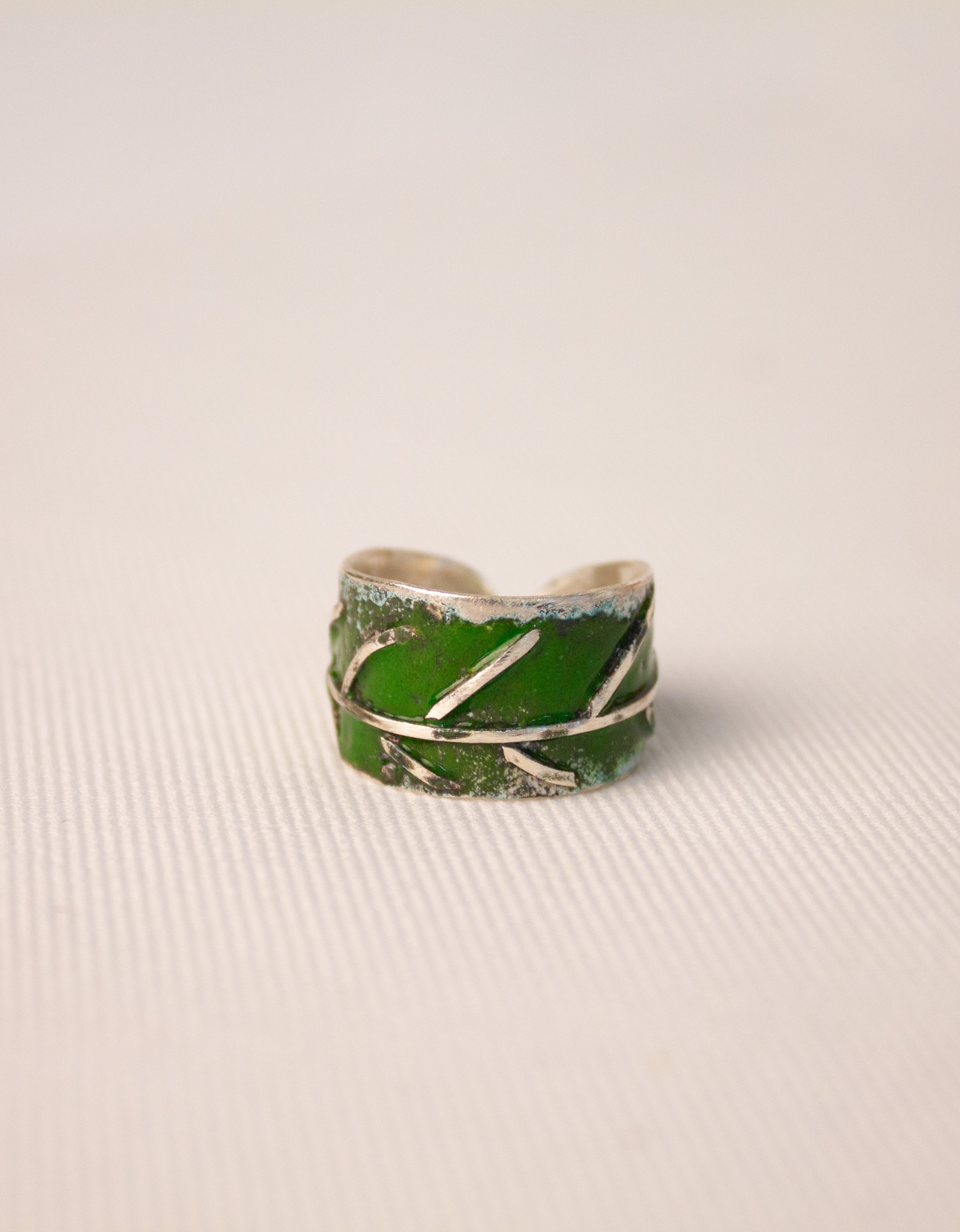 Galili Ellis, Silver and Green Leaf Ring-1
