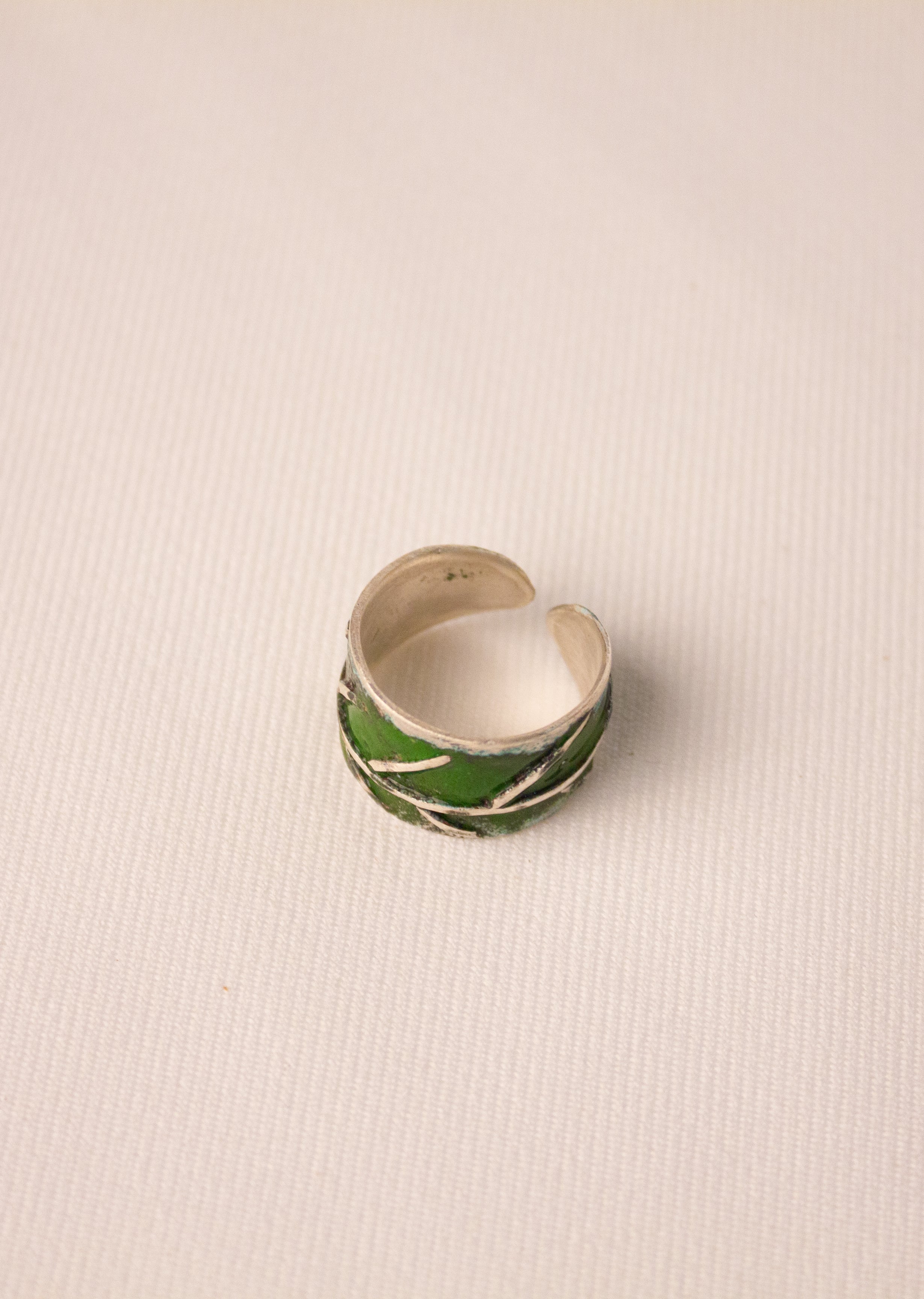 Galili Ellis, Silver and Green Leaf Ring-4