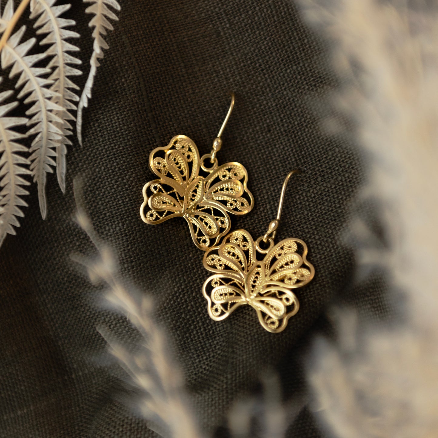 Alexandra Temple, Gold Plated Butterfly Earrings