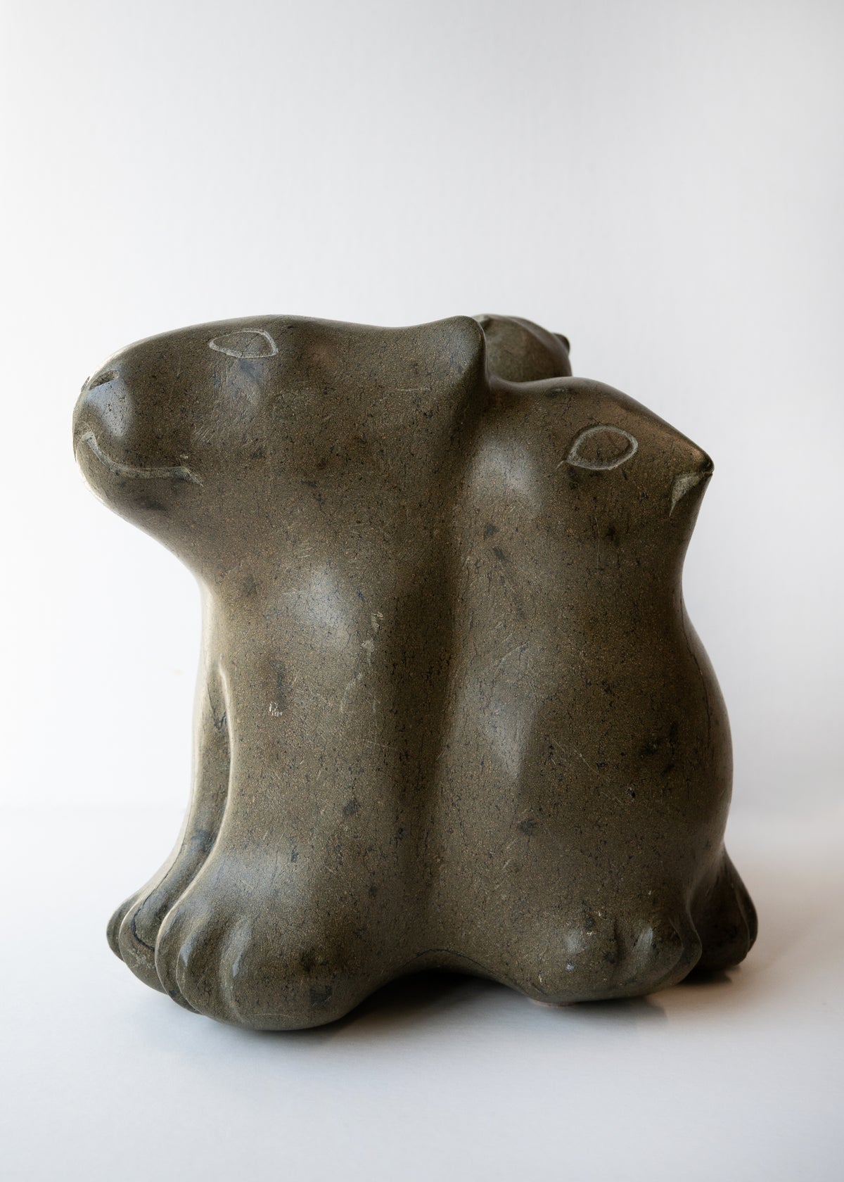 Bear, Cub and Bird, Once-known Inuit Artist (Inuit, Kinngait)-3