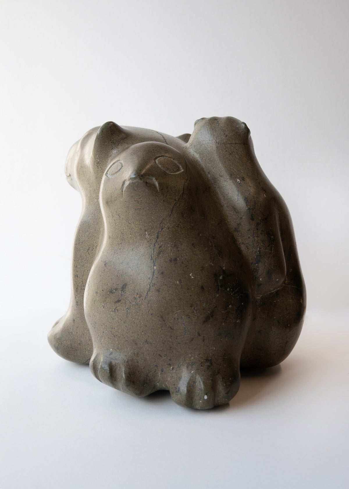 Bear, Cub and Bird, Once-known Inuit Artist (Inuit, Kinngait)-4