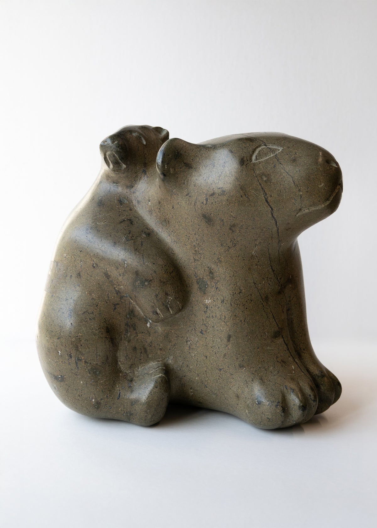 Bear, Cub and Bird, Once-known Inuit Artist (Inuit, Kinngait)