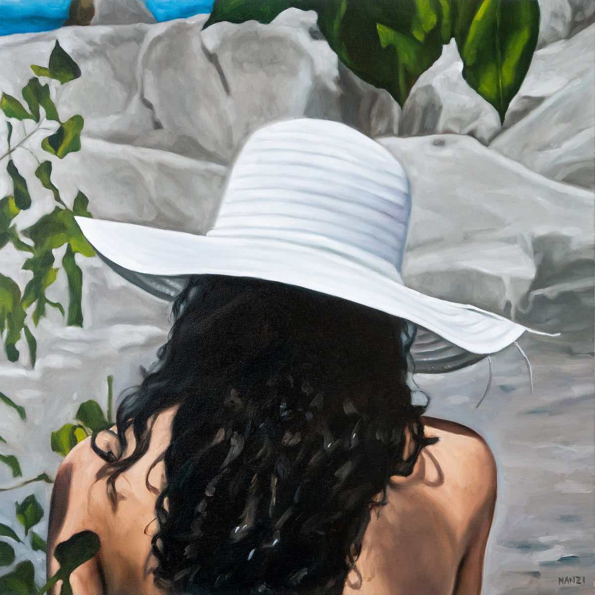 Sandra Manzi, White Beach Hat