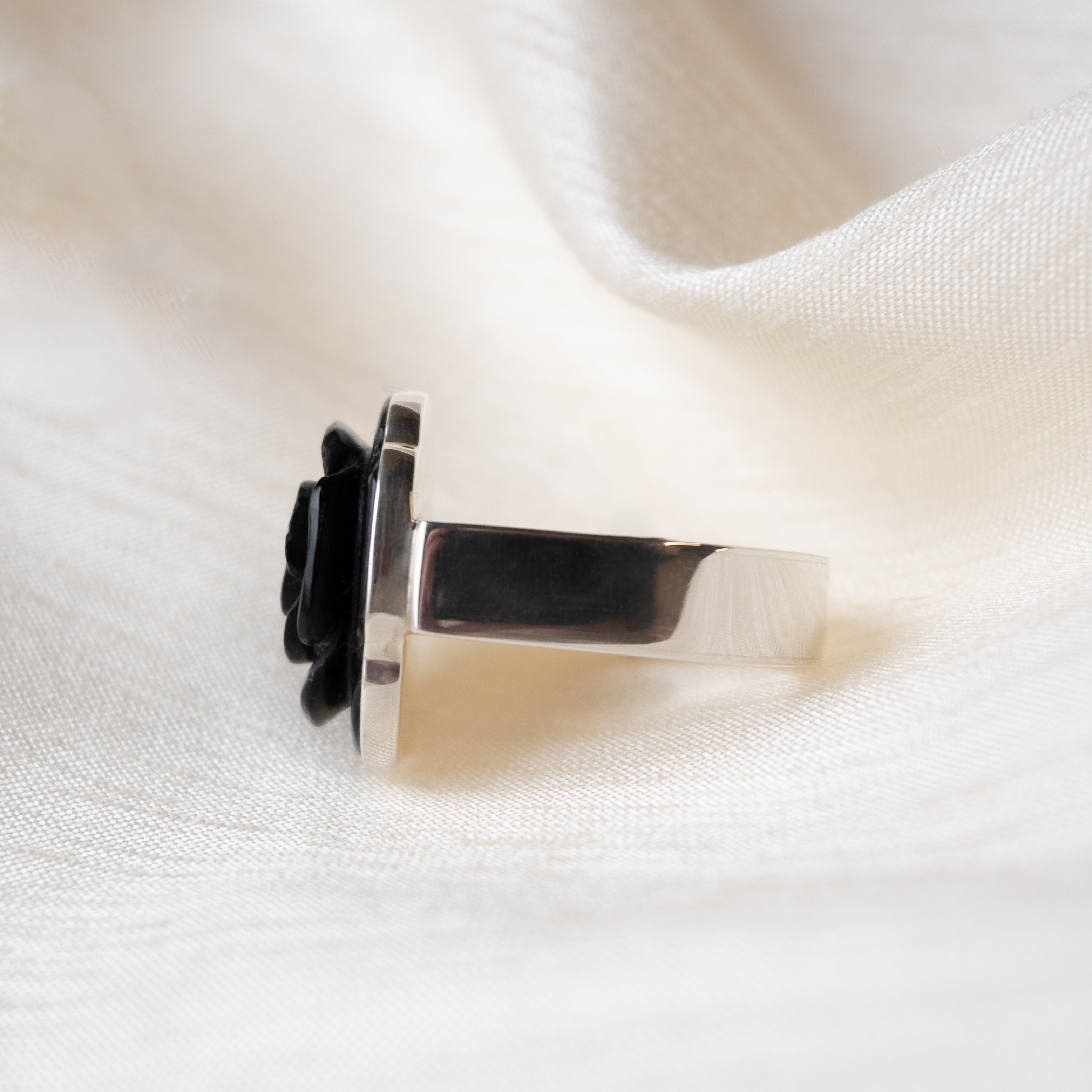 Alexandra Temple, Obsidian Rose Silver Ring-3