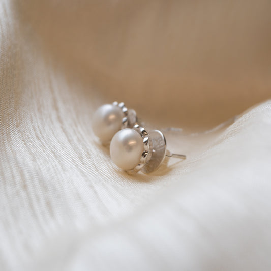 Alexandra Temple, Freshwater Pearl Silver Earrings