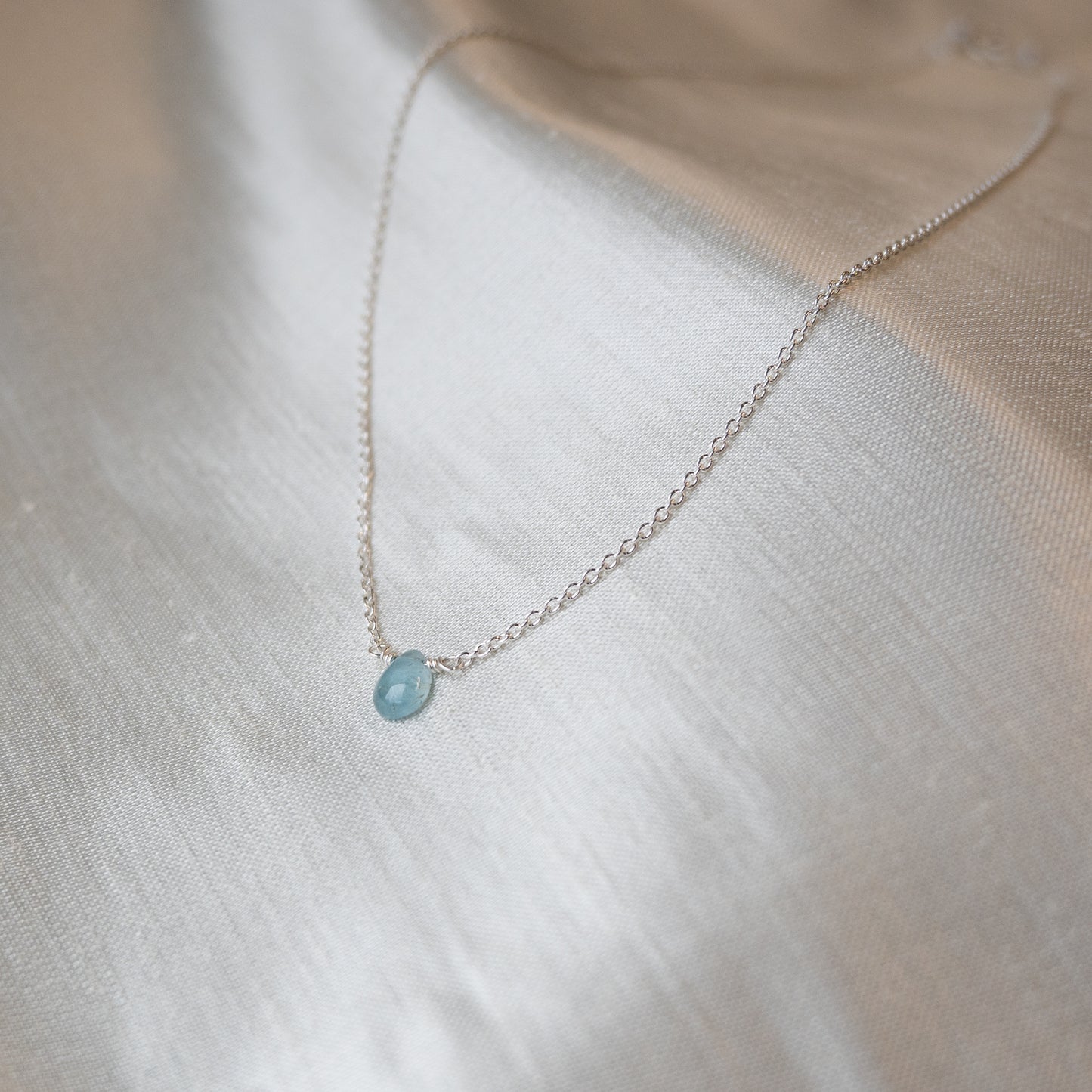 Kathryn Rebecca, Aquamarine Smooth Pear Necklace