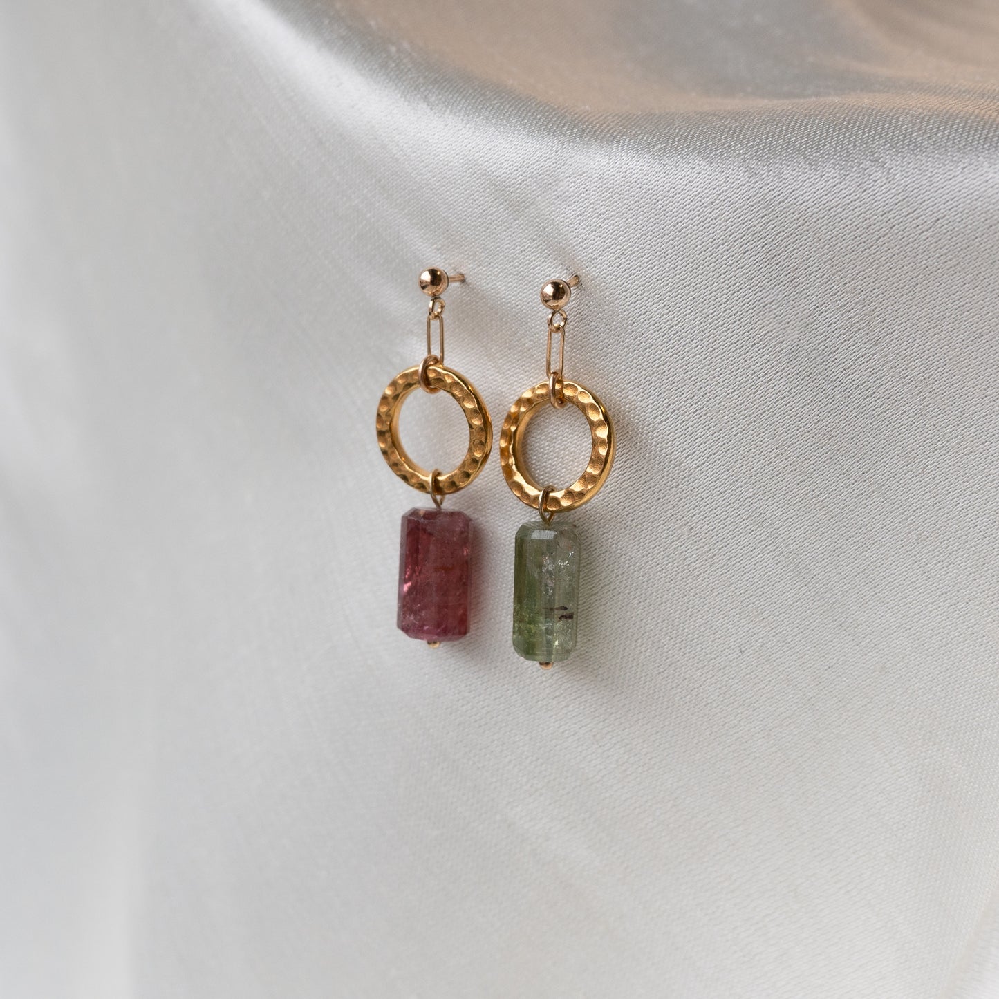 Brenda Wong, Tourmaline Gold Circle Earrings