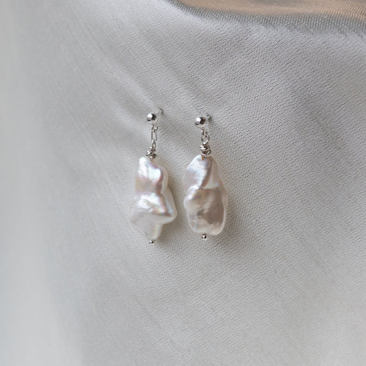 Brenda Wong, Pearl Earrings with Silver Knots