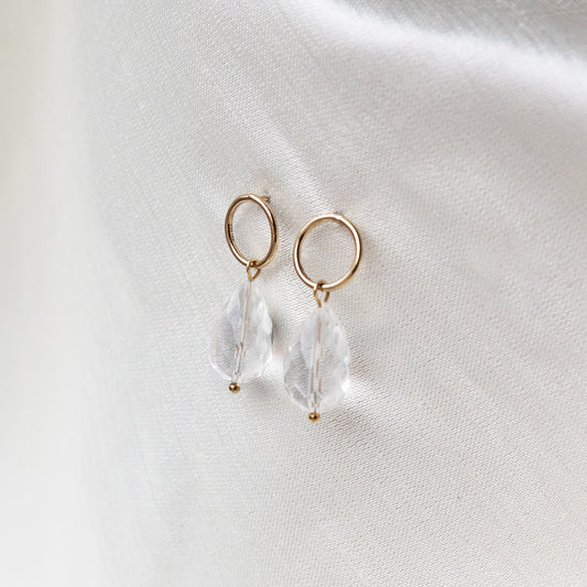 Brenda Wong, Circle Stud with Teardrop Quartz Crystal