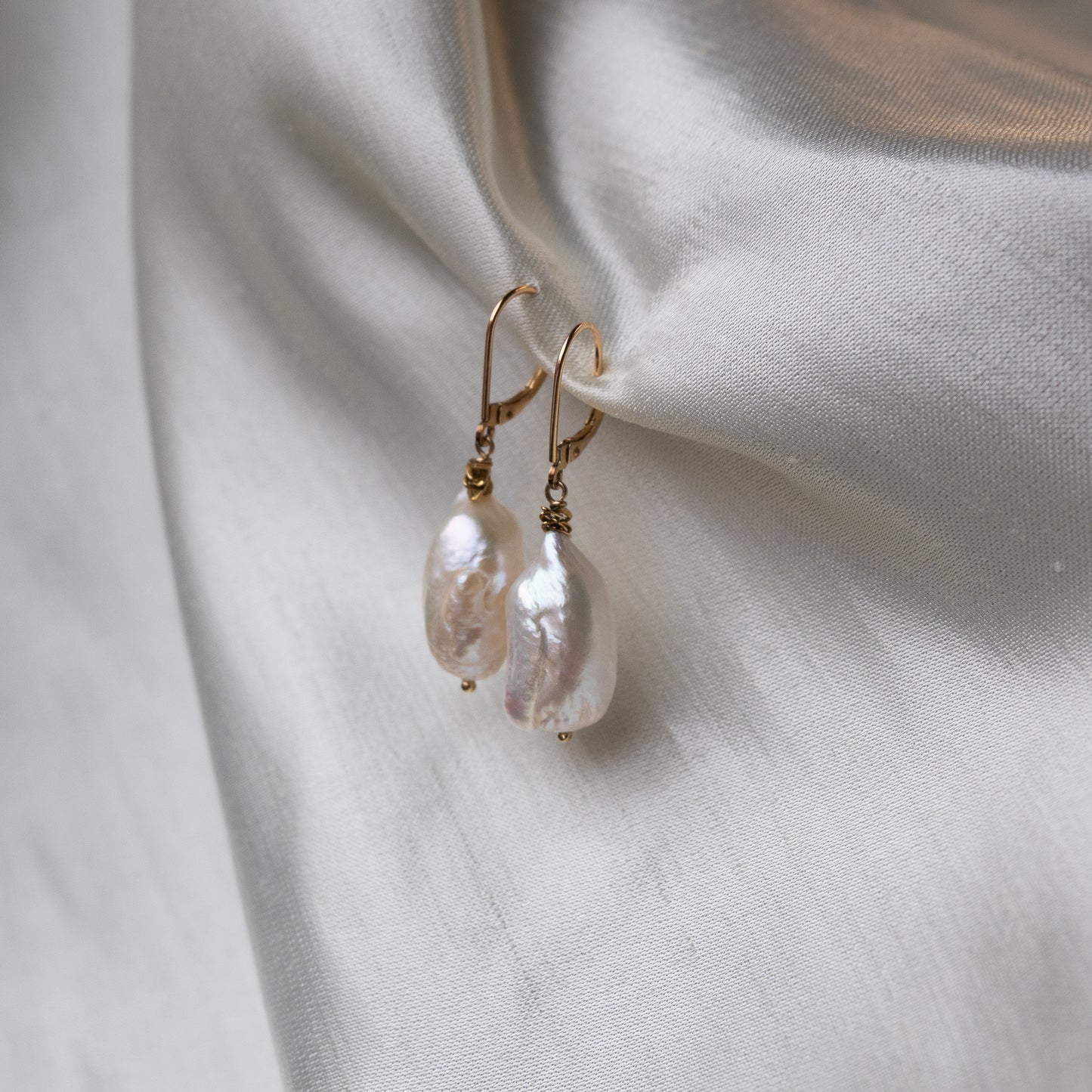 Brenda Wong, Large White Baroque Pearl Earrings