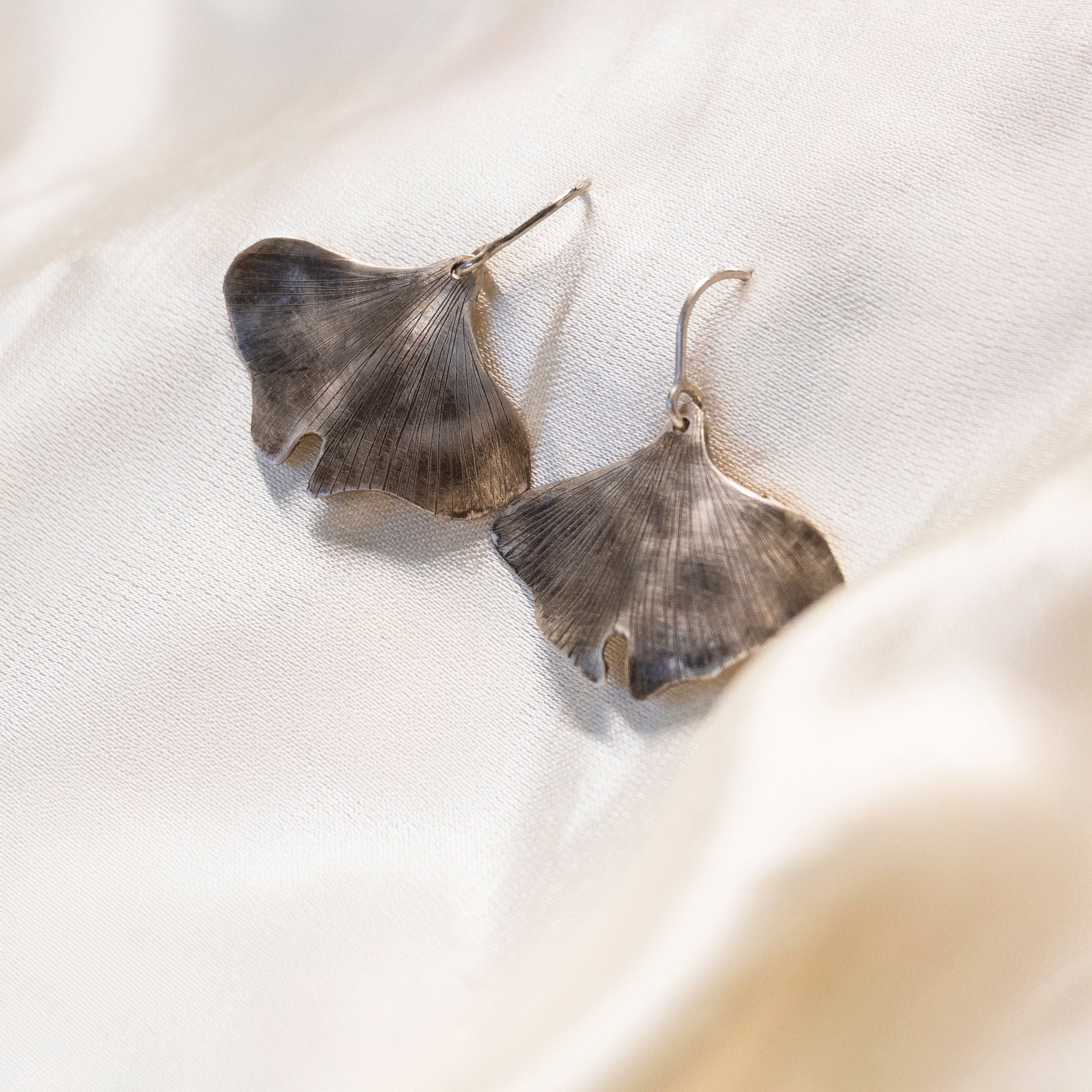 Galili Ellis, Silver Ginkgo Leaf Earrings