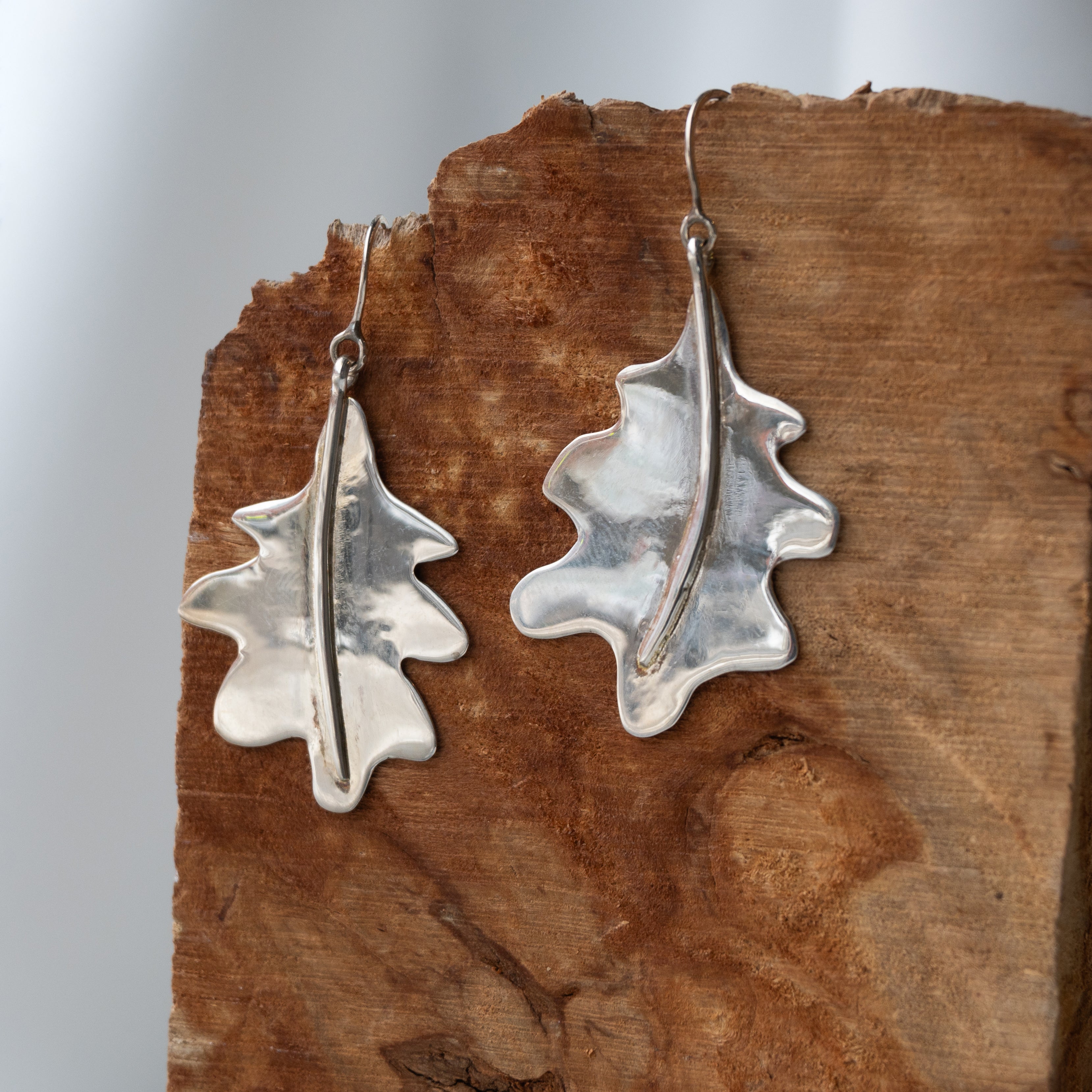 Galili Ellis, Silver Oak Leaf Earrings-1