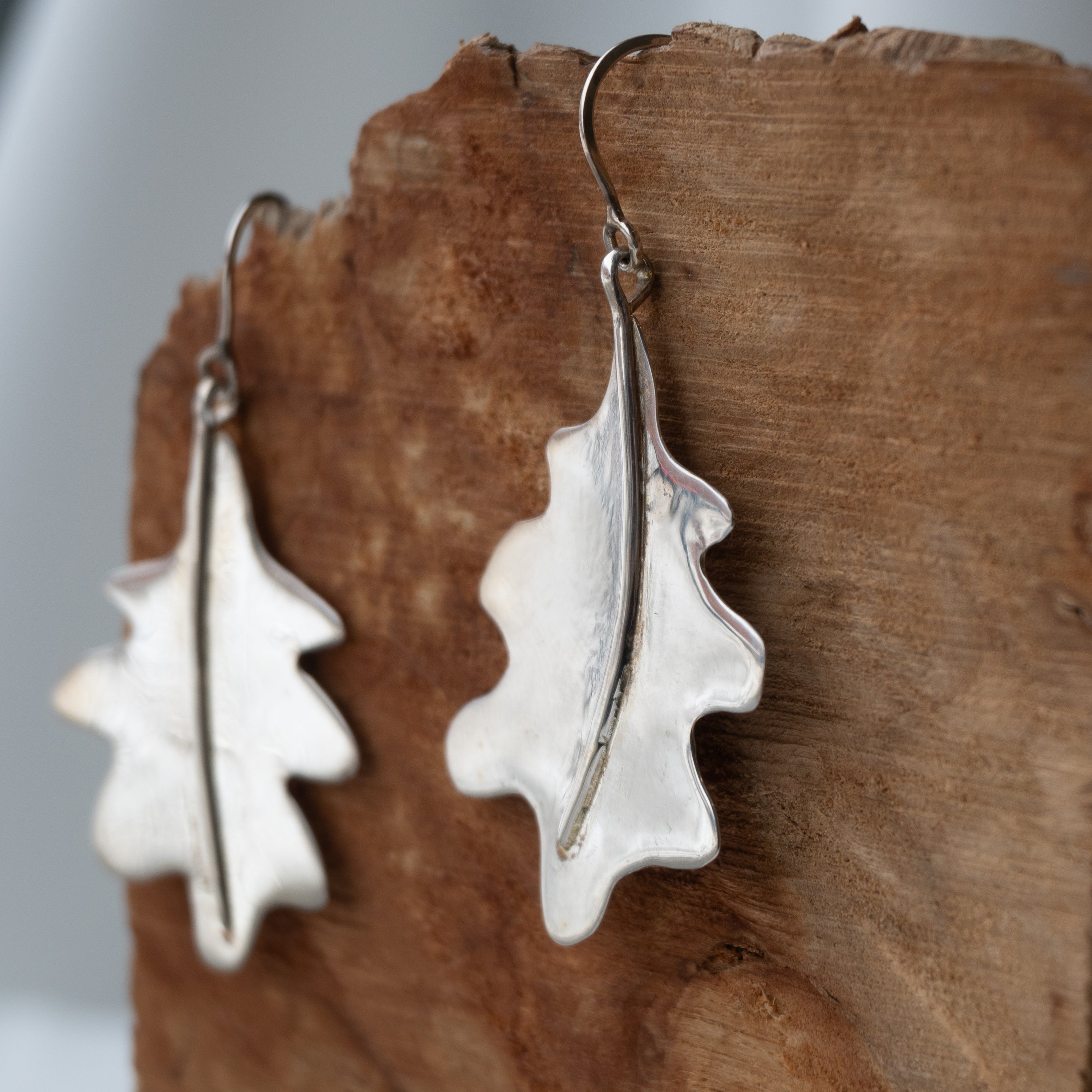Galili Ellis, Silver Oak Leaf Earrings-2