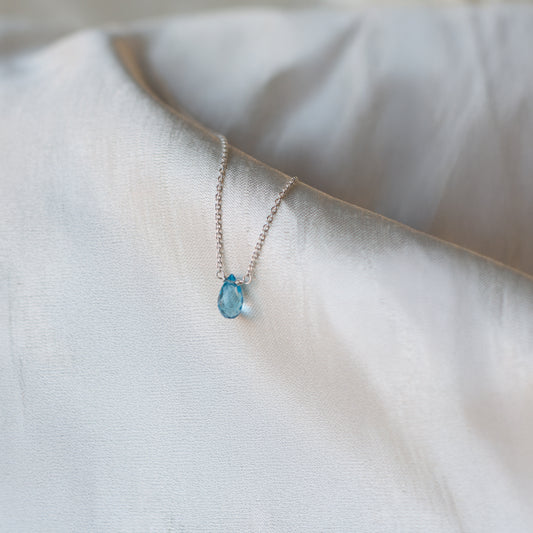 Kathryn Rebecca, Aquamarine Briolette Silver Necklace