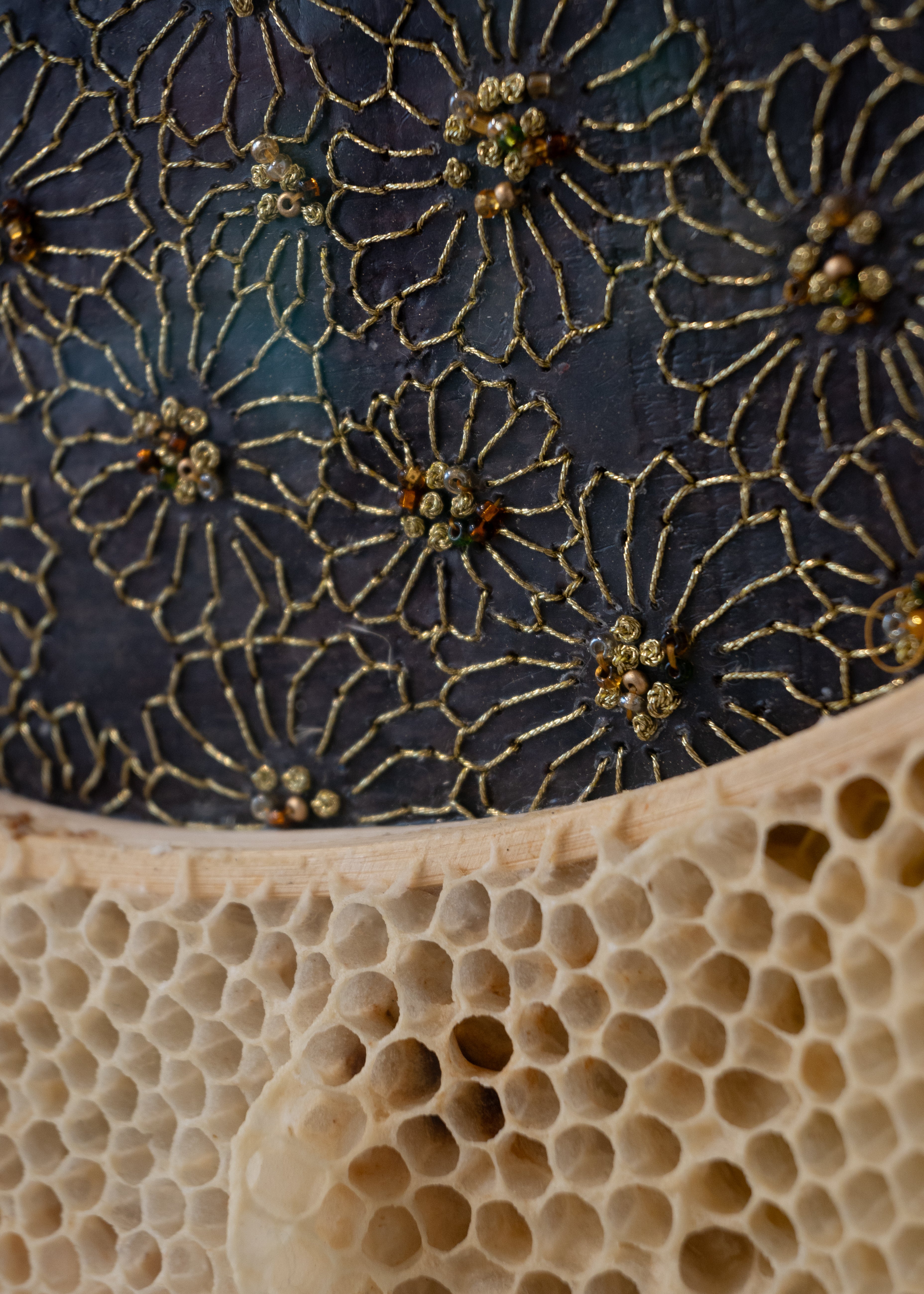 Ava Roth, Gold Flowers, Embroidered-4