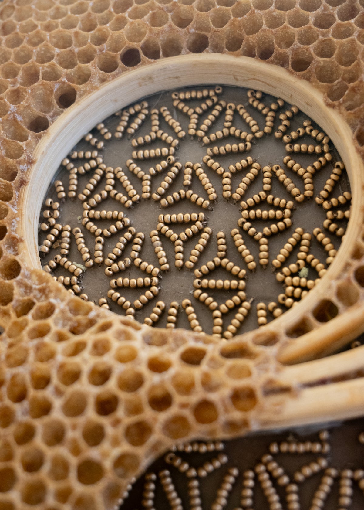 Ava Roth, Beaded Circles, Taupe-5