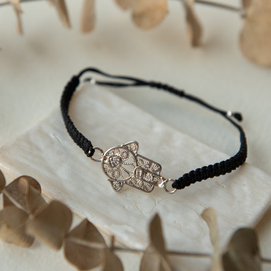 Alexandra Temple, Filigree Hamsa Macrame Bracelet