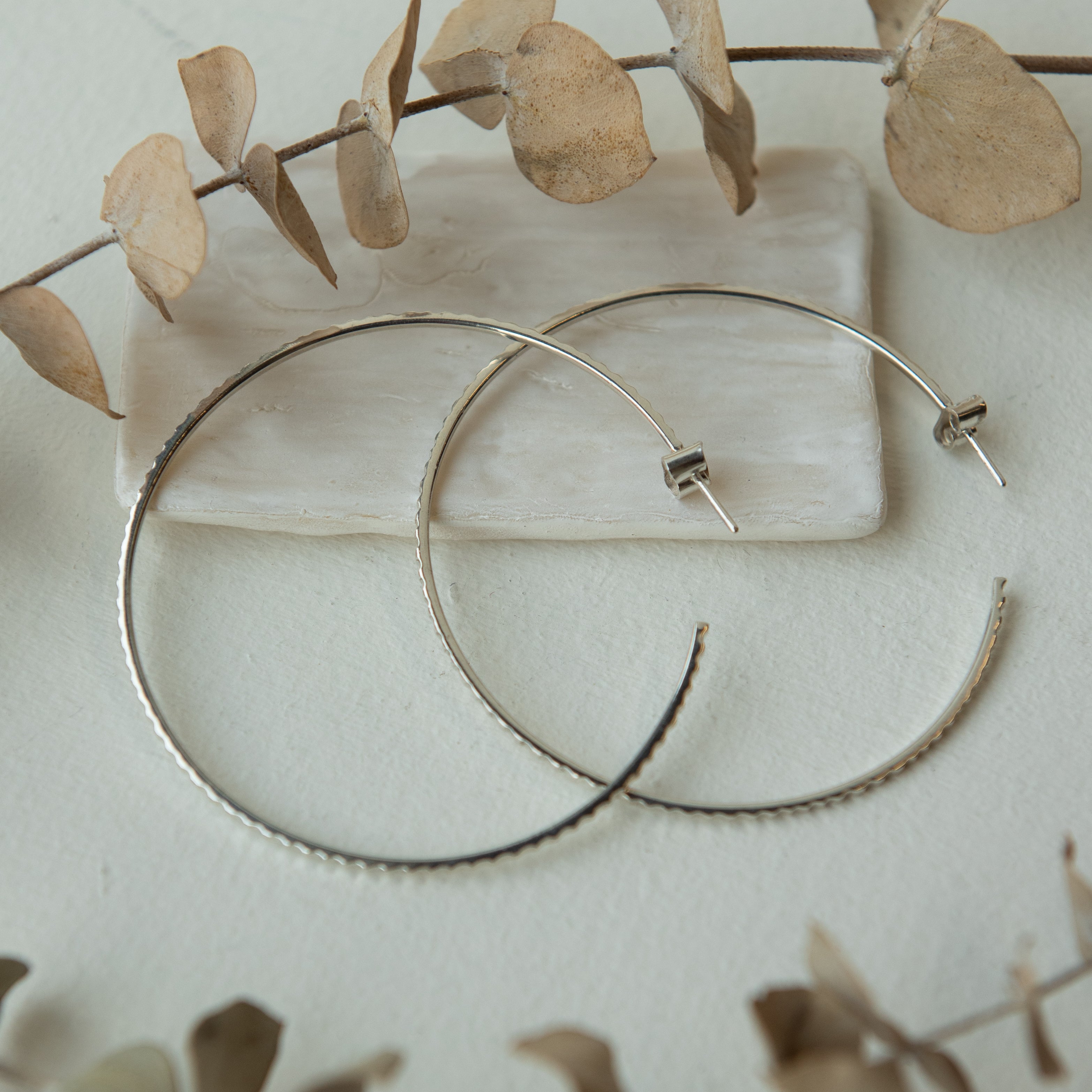 Alexandra Temple, Maxi Hammered Silver Hoops