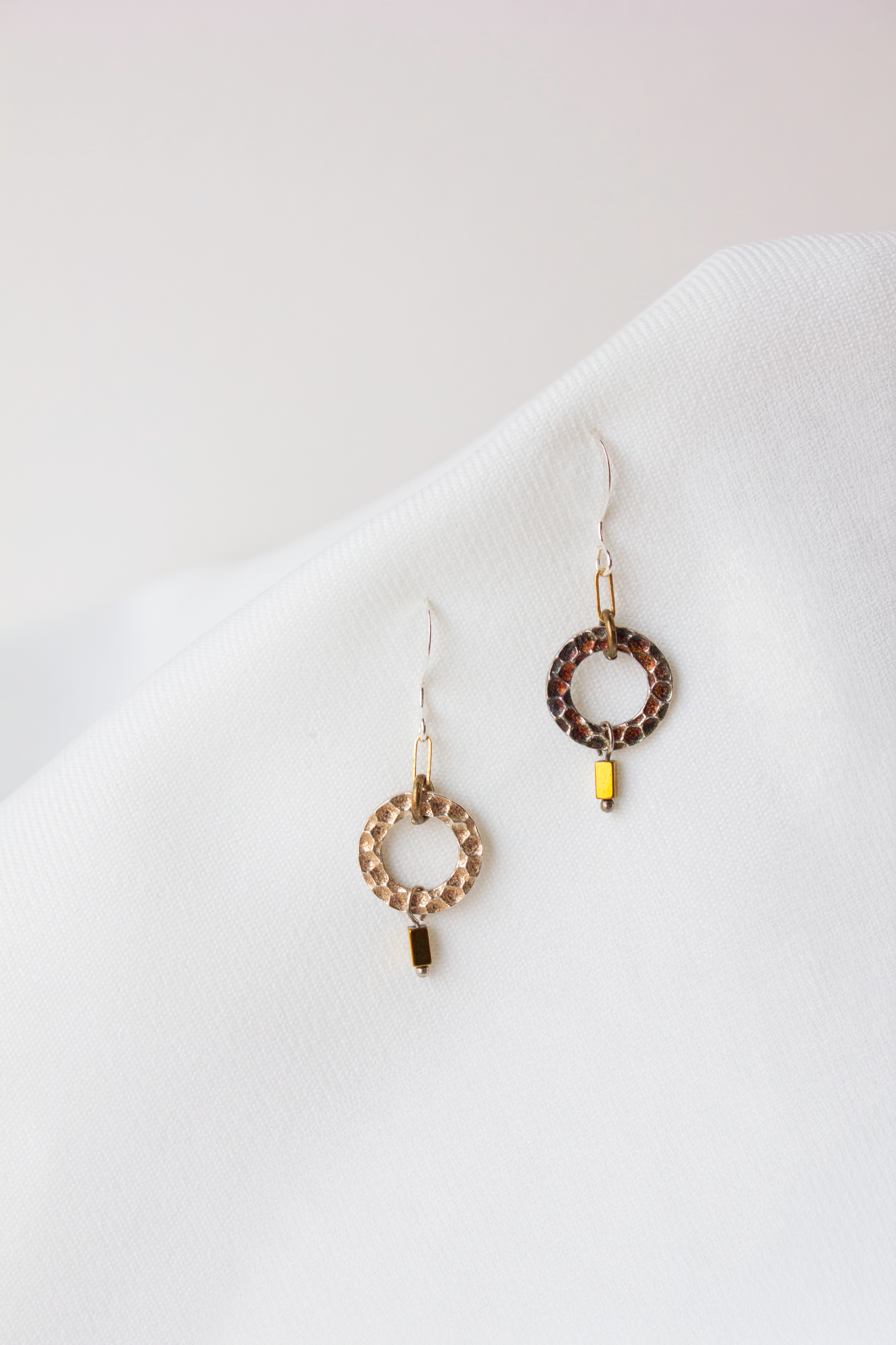 Brenda Wong, Dimpled Circle and Bead Earrings-1