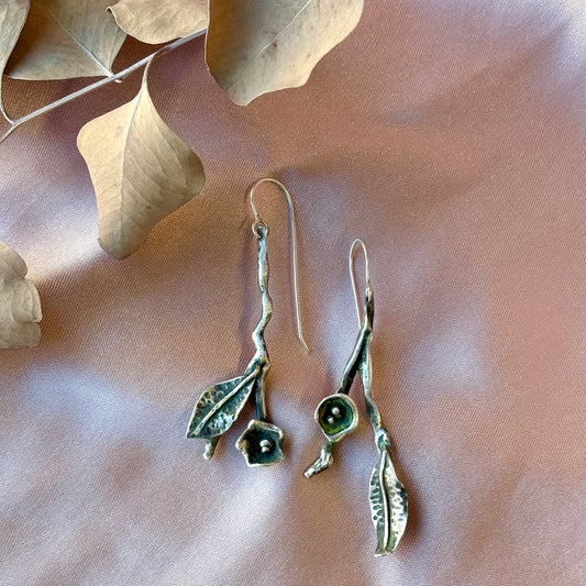 Galili Ellis, Flower and Leaf Twig Earrings