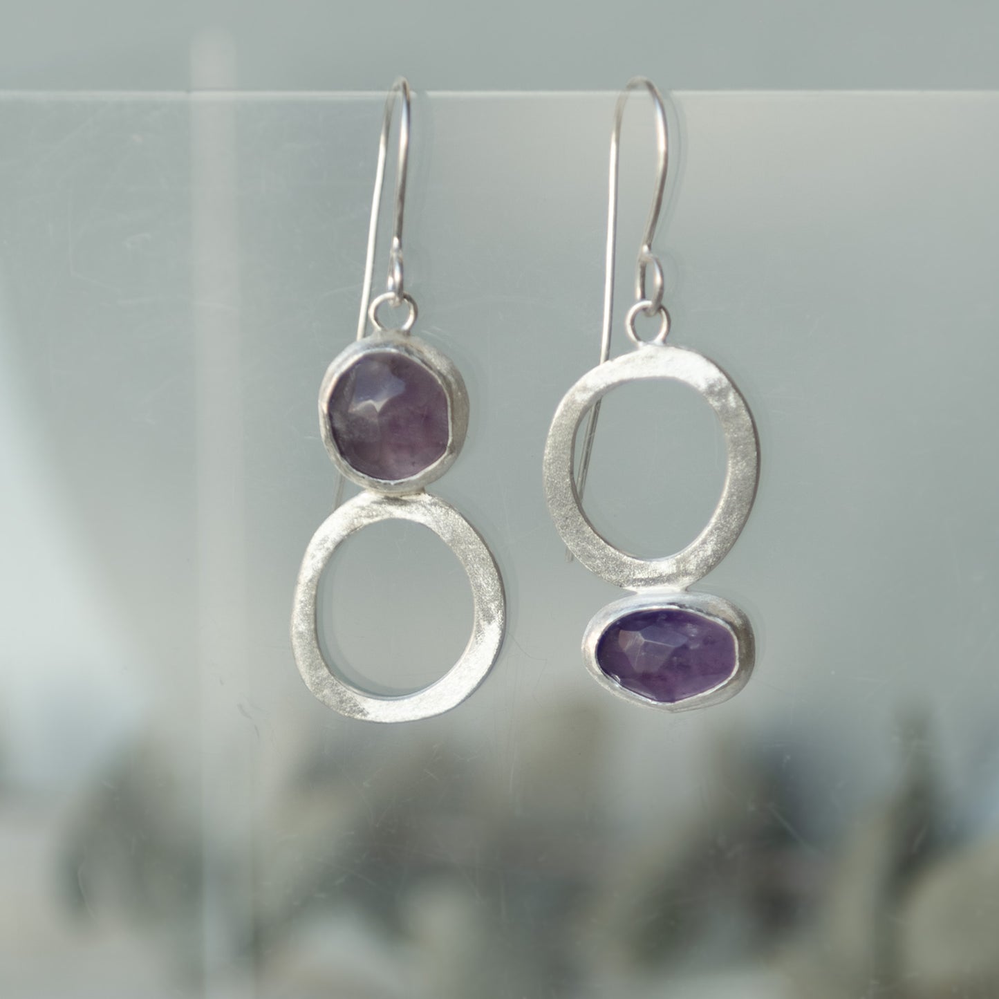 Galili Ellis, Asymmetrical Closed Shapes Amethyst Dangles