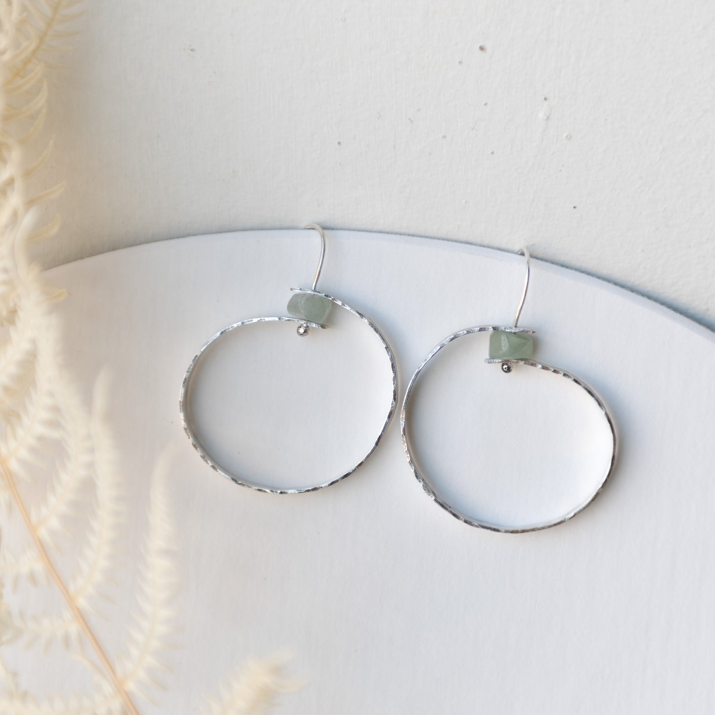 Galili Ellis, Silver Circle Dangles with Variscite Stones